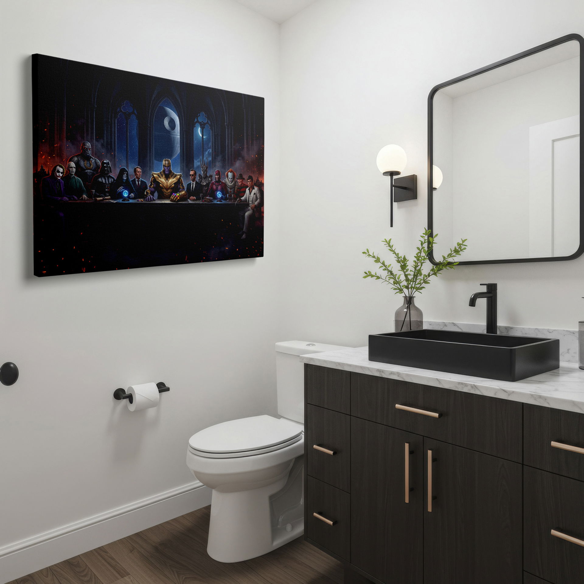 Cinematic villains like Thanos and Vader feature in this detailed, gothic-style Wrapped Canvas art.