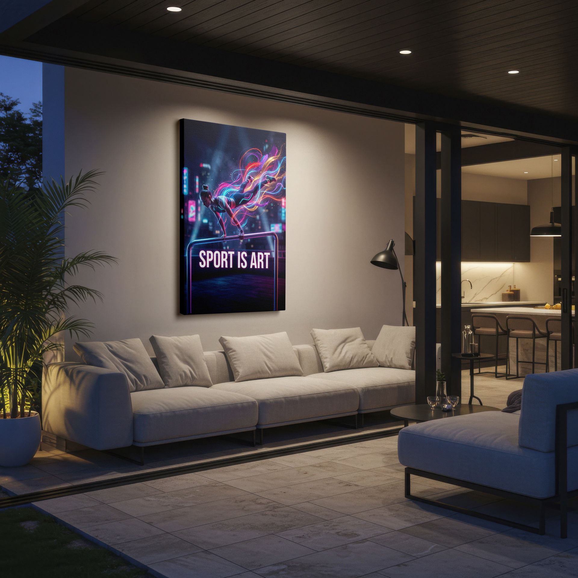 A fitness artwork showing strength and skill; ideal wall decor for gym or home.