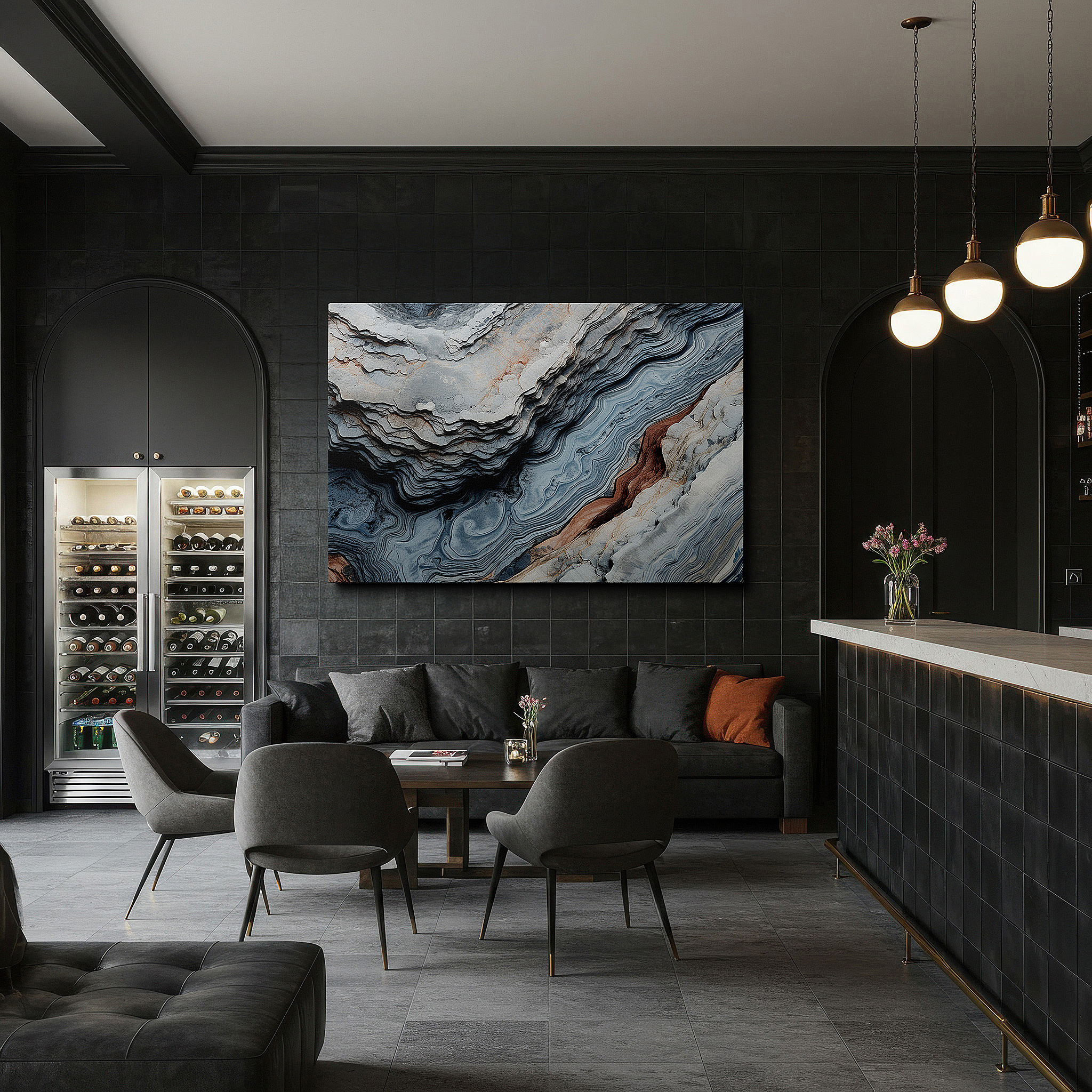 Aligned with a curated gallery wall of abstract artworks — earthy tones and textures tapestry: large canvas wall art inspired by nature's eternal beauty, perfect for home and office decor