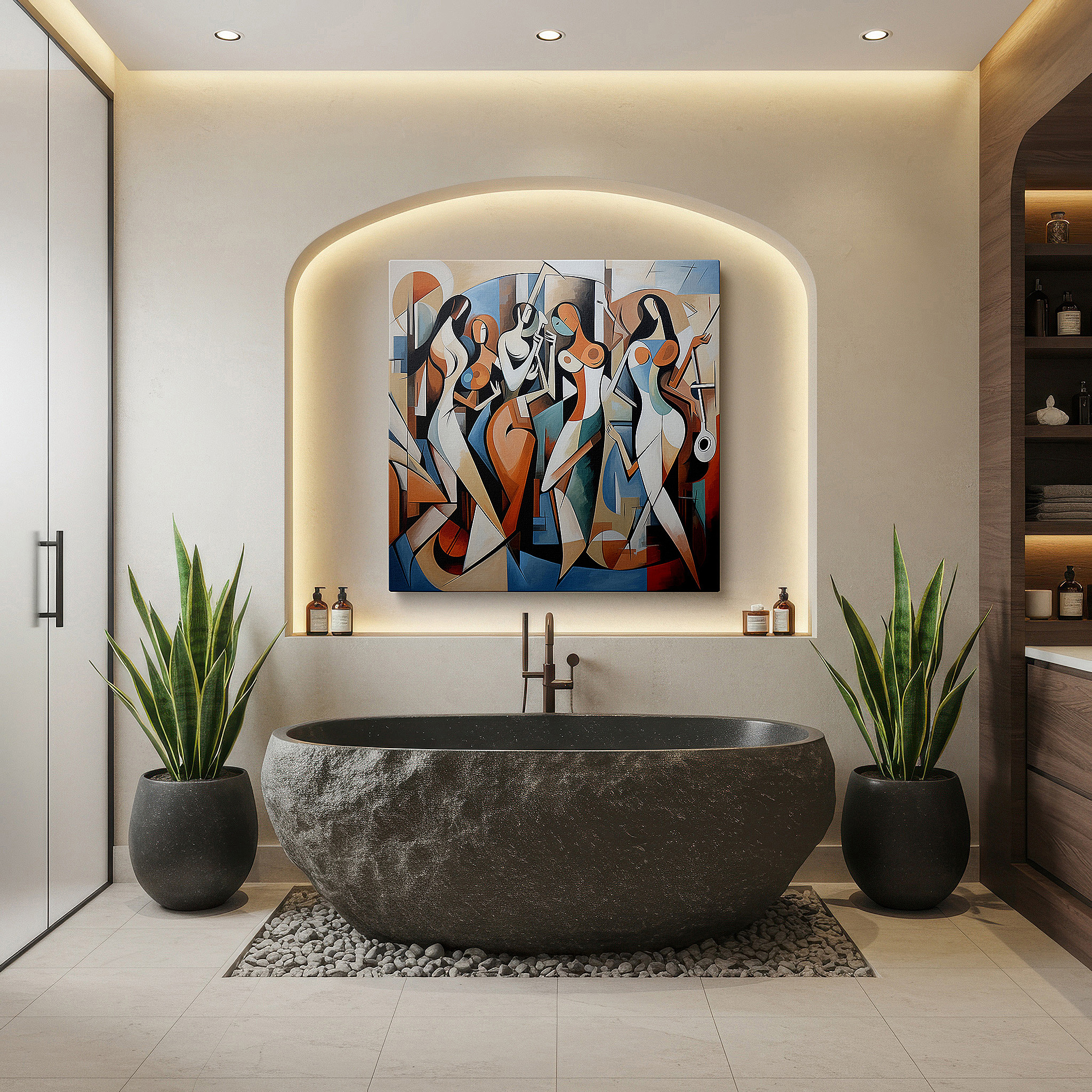 Aligned with a curated gallery wall of abstract artworks — vibrant abstract forms depicting diversity and unity large wall art, canvas wall art, wall decor for office and bedroom