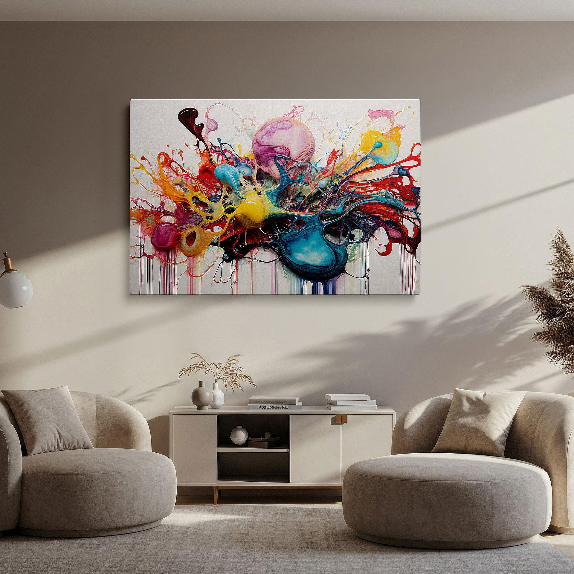 Aligned with a curated gallery wall of abstract artworks — wall art: a captivating journey through color and shape in modern
