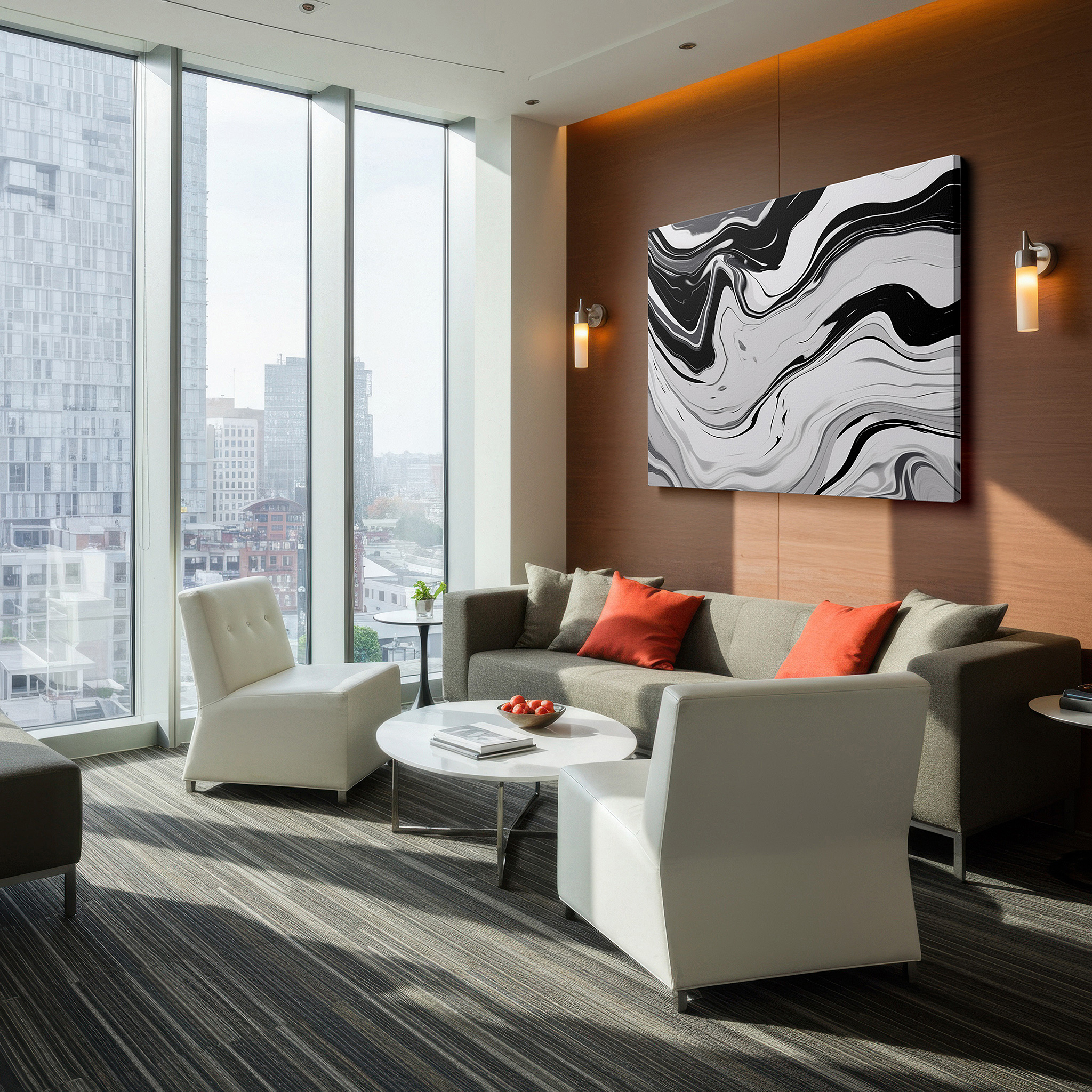 Available in 30×20 cm — a subtle addition to small personal spaces — black and white captivating waves: a dance of shadow and light - large wall art, canvas wall art, wall decor for office and bedroom