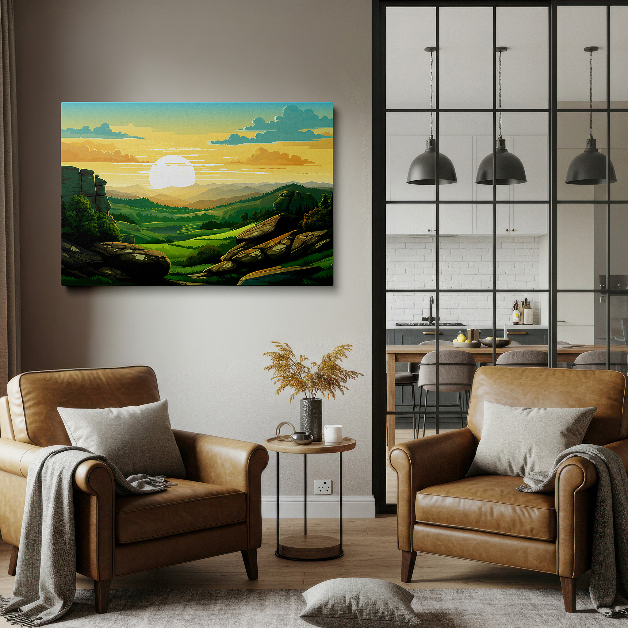 Available in 30×20 cm — a subtle addition to small personal spaces — inspiring sunrise above majestic cliffs: serene and energizing large wall art for inspiring spaces, canvas wall art, wall decor for offices