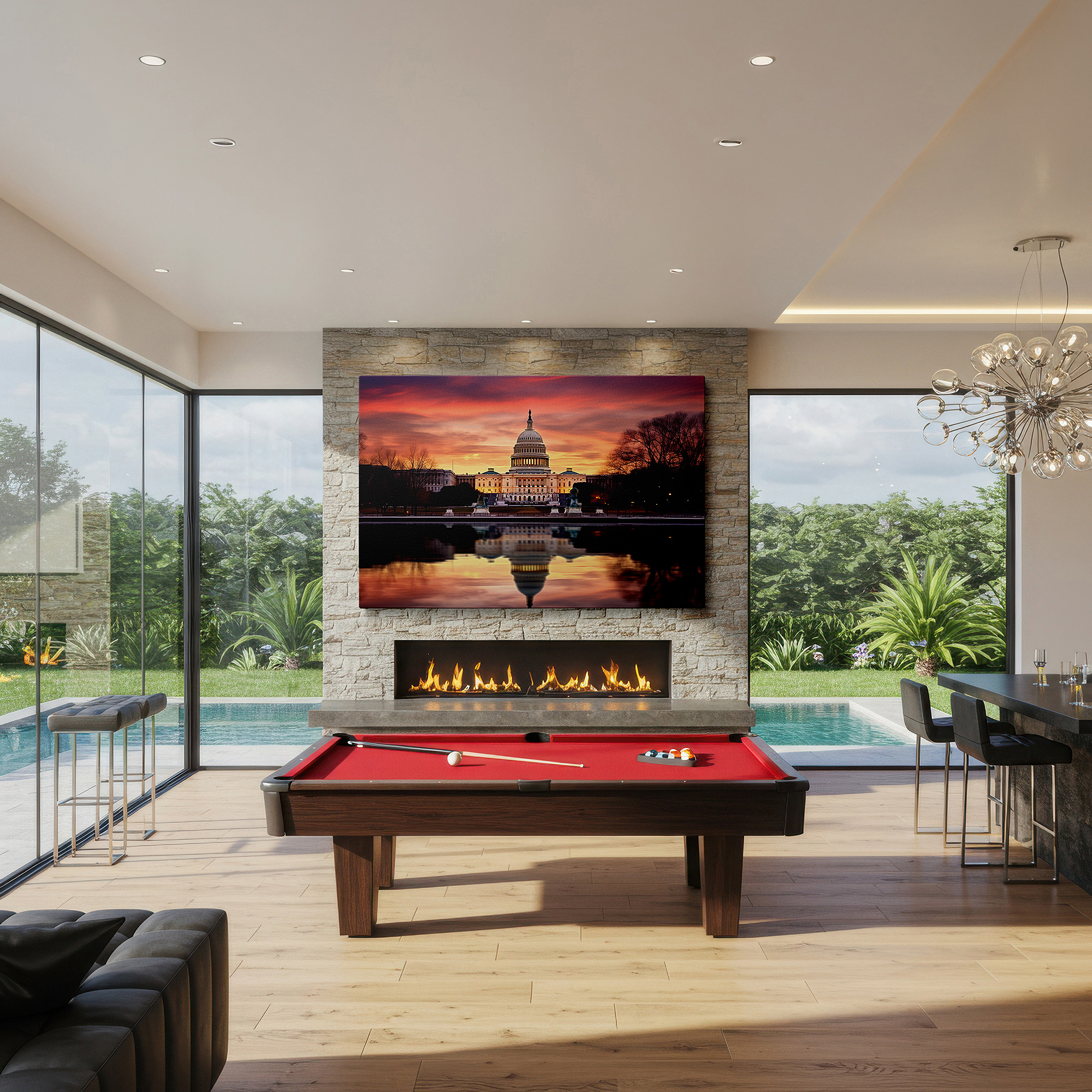 Available in 30×20 cm — a subtle addition to small personal spaces — serene sunset at the u.s. capitol: a symbol of democracy in warm hues - large canvas wall art for office and bedroom decor