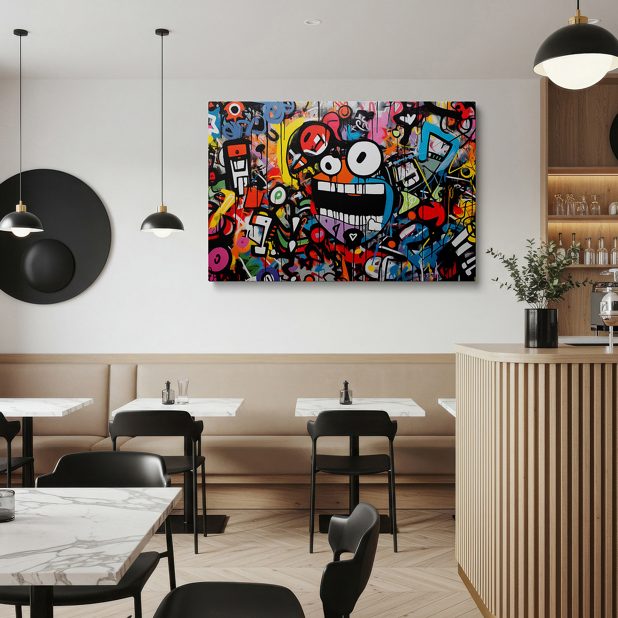 Available in 30×20 cm — a subtle addition to small personal spaces — urban graffiti wall art: dynamic, vibrant, and abstract large canvas for home and office decor