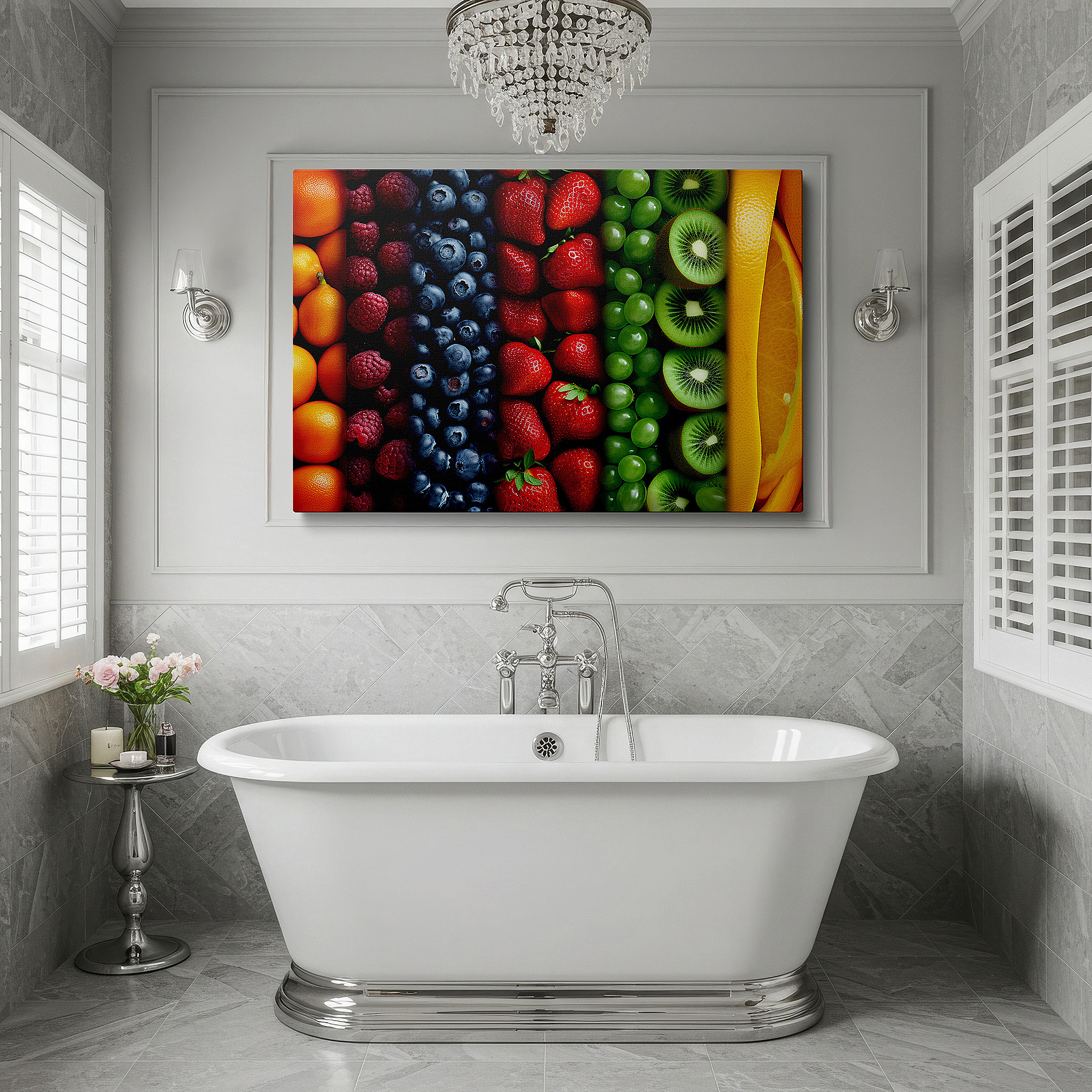 Available in 30×20 cm — a subtle addition to small personal spaces — wall art: a lush display of nature's abundance in berries and fruits - large canvas wall art for office, bedroom, and living room decor