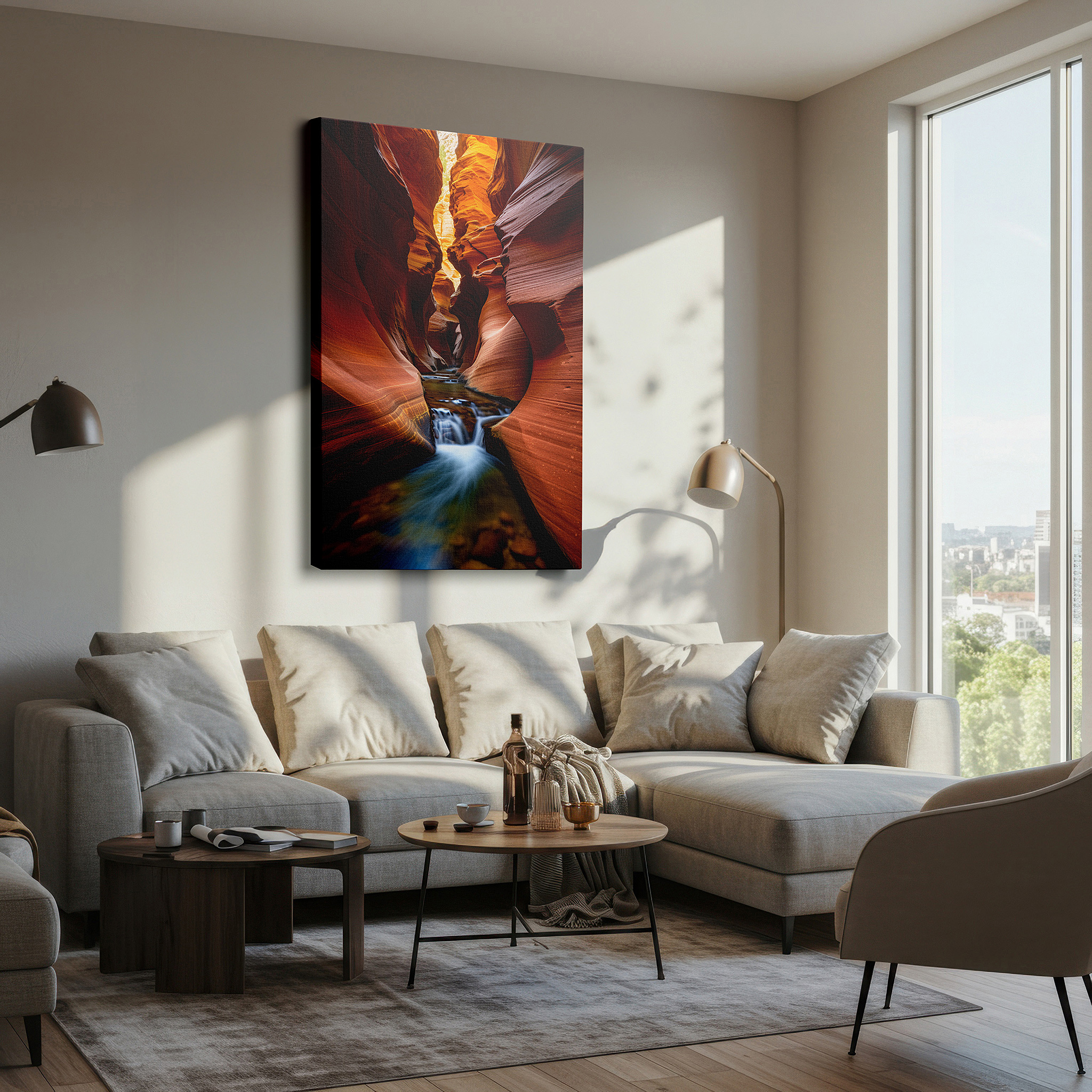 Back view reveals professional finishing and solid wood frame — arizona canyon at sunset: a vibrant celebration of nature's palette - large wall art, canvas wall art, wall decor for office and bedroom