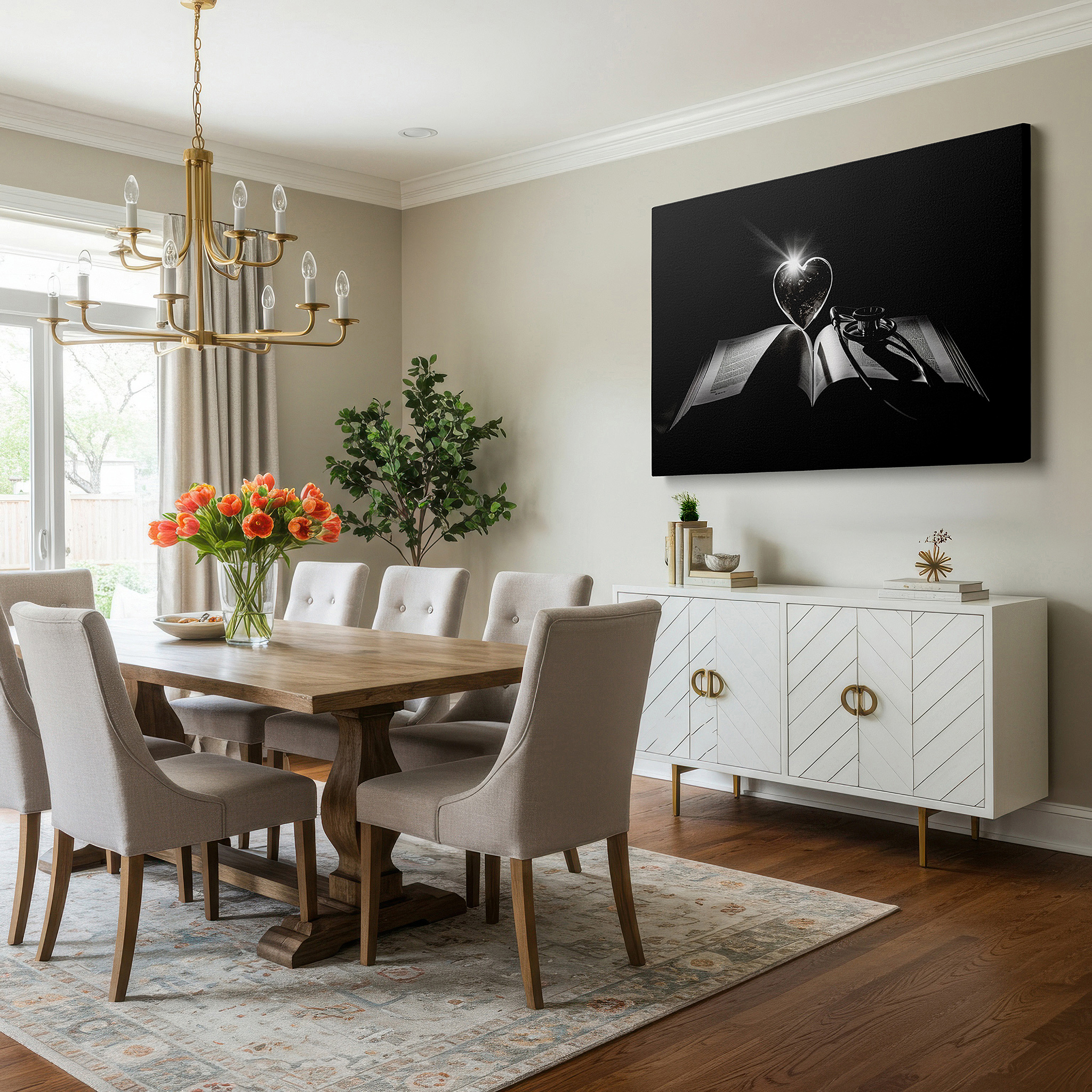 Back view reveals professional finishing and solid wood frame — medical profession tribute: large wall art featuring stethoscope and heart-shaped crystal, ideal for office and bedroom decor
