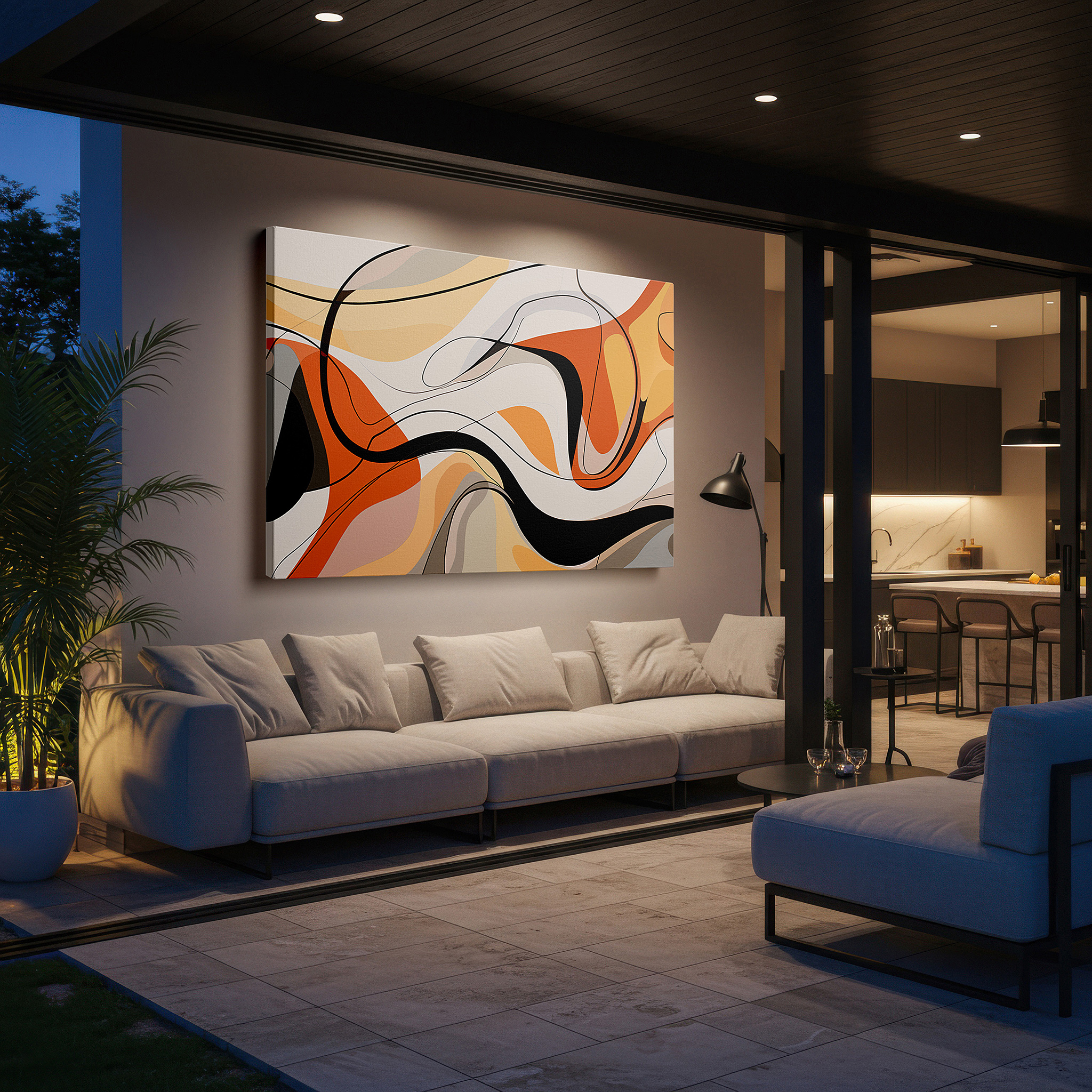 Bold and expansive at 90×60 cm — ideal for making a statement above large furniture — abstract expression in earthy tones and curved shapes: a visual symphony of nature and emotion - large canvas wall art for office decor