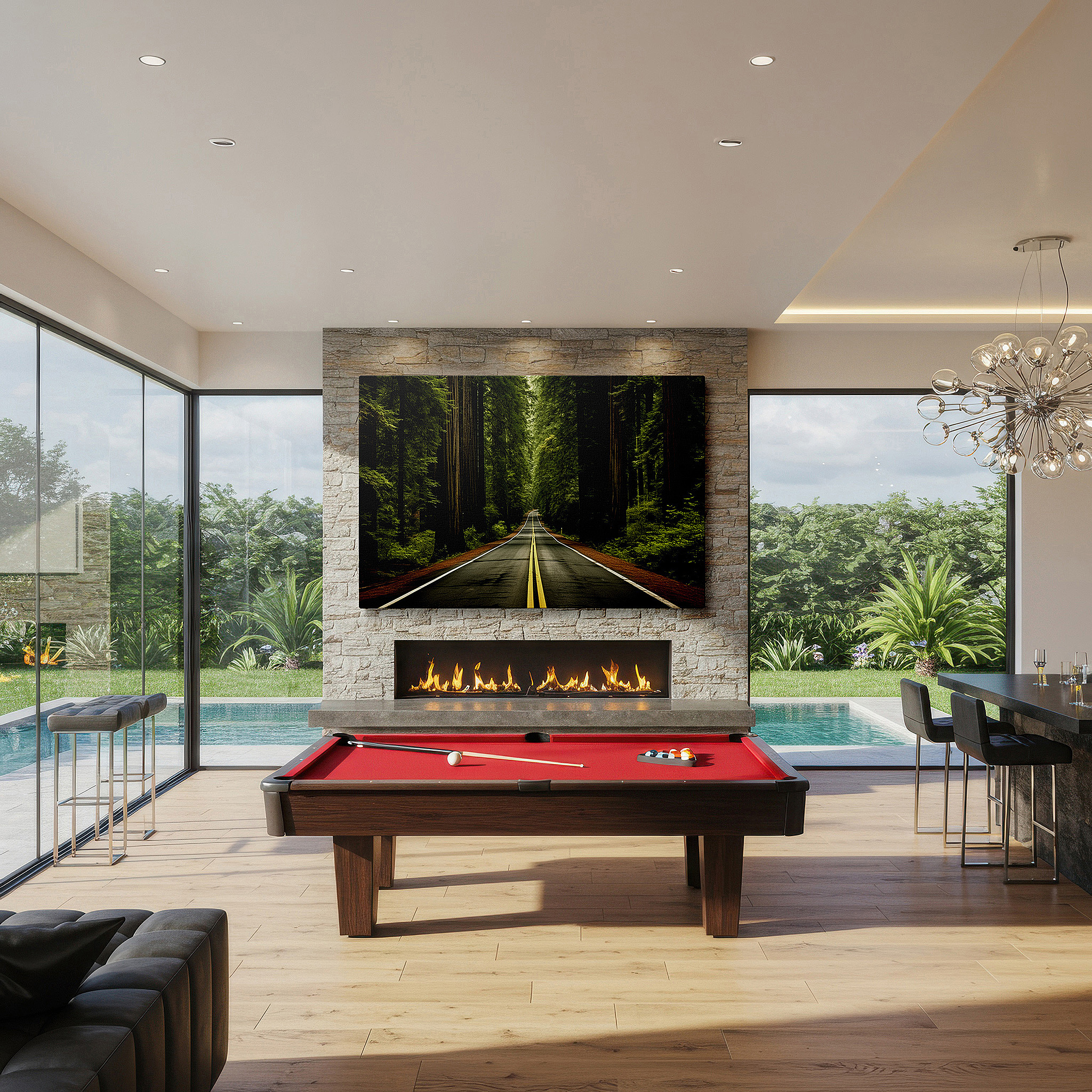 Bold and expansive at 90×60 cm — ideal for making a statement above large furniture — explore the majestic redwoods: serene forest path - large wall art, canvas wall art, wall decor for office and bedroom
