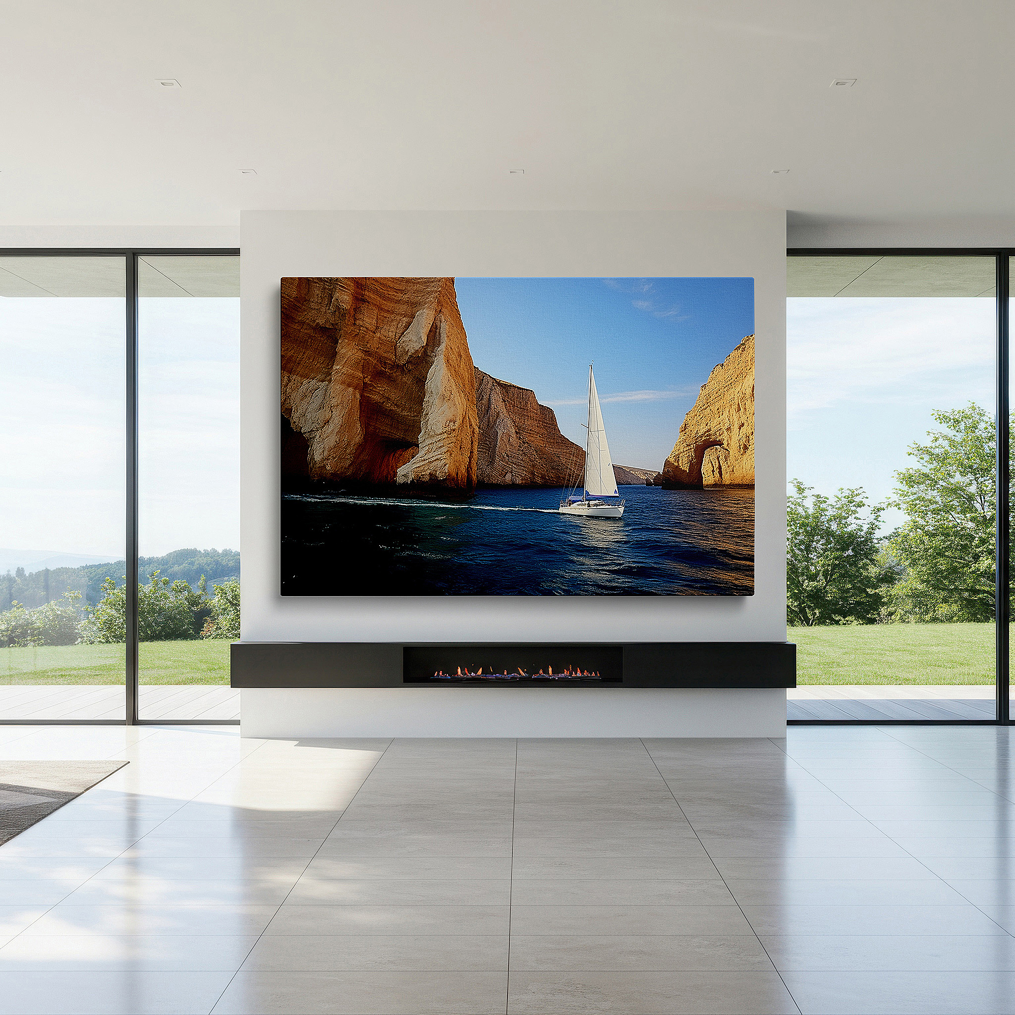 Bold and expansive at 90×60 cm — ideal for making a statement above large furniture — serene sailboat journey canvas art: tranquil bay adventure - large wall decor for home and office