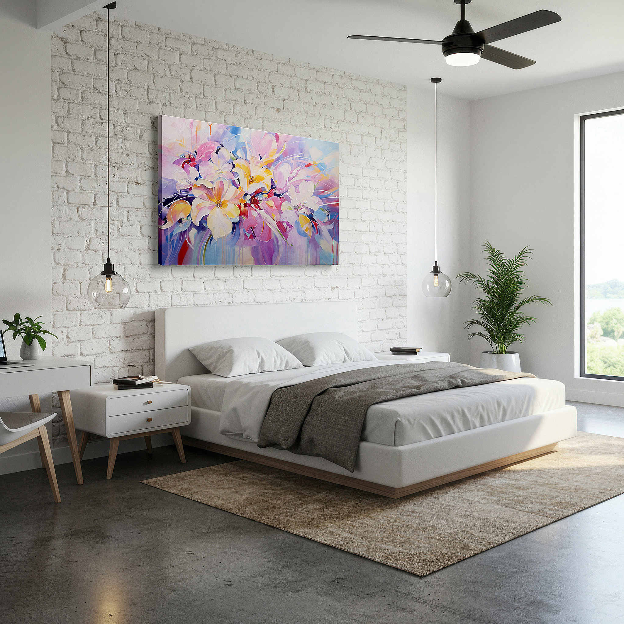 Bold and expansive at 90×60 cm — ideal for making a statement above large furniture — soothing pastel wall art celebrating nature's fleeting beauty - large canvas for home and office decor