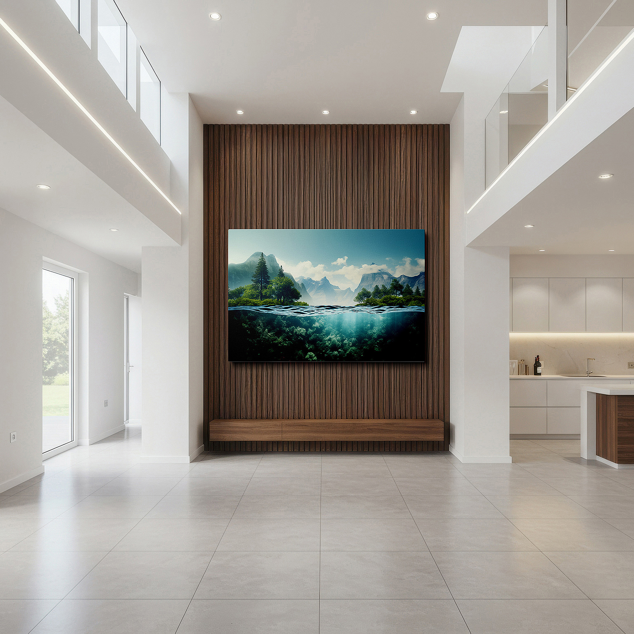 Bold and expansive at 90×60 cm — ideal for making a statement above large furniture — verdant forests to tranquil underwater realms: a seamless fusion of nature's diversity - large wall art, canvas wall art, wall art decor