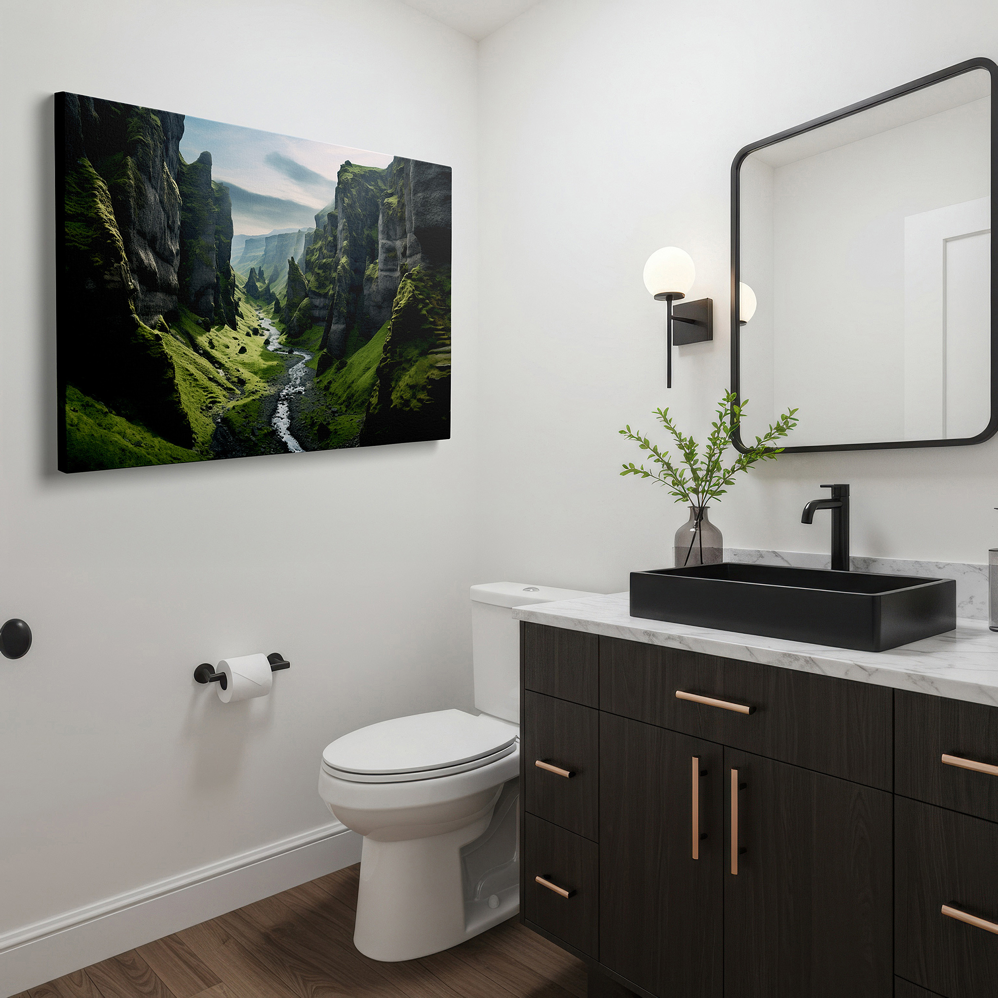 Bold and expansive at 90×60 cm — ideal for making a statement above large furniture — verdant valley and serene river - a peaceful blend of nature's pristine beauty large wall art, canvas wall art, wall decor, office wall art