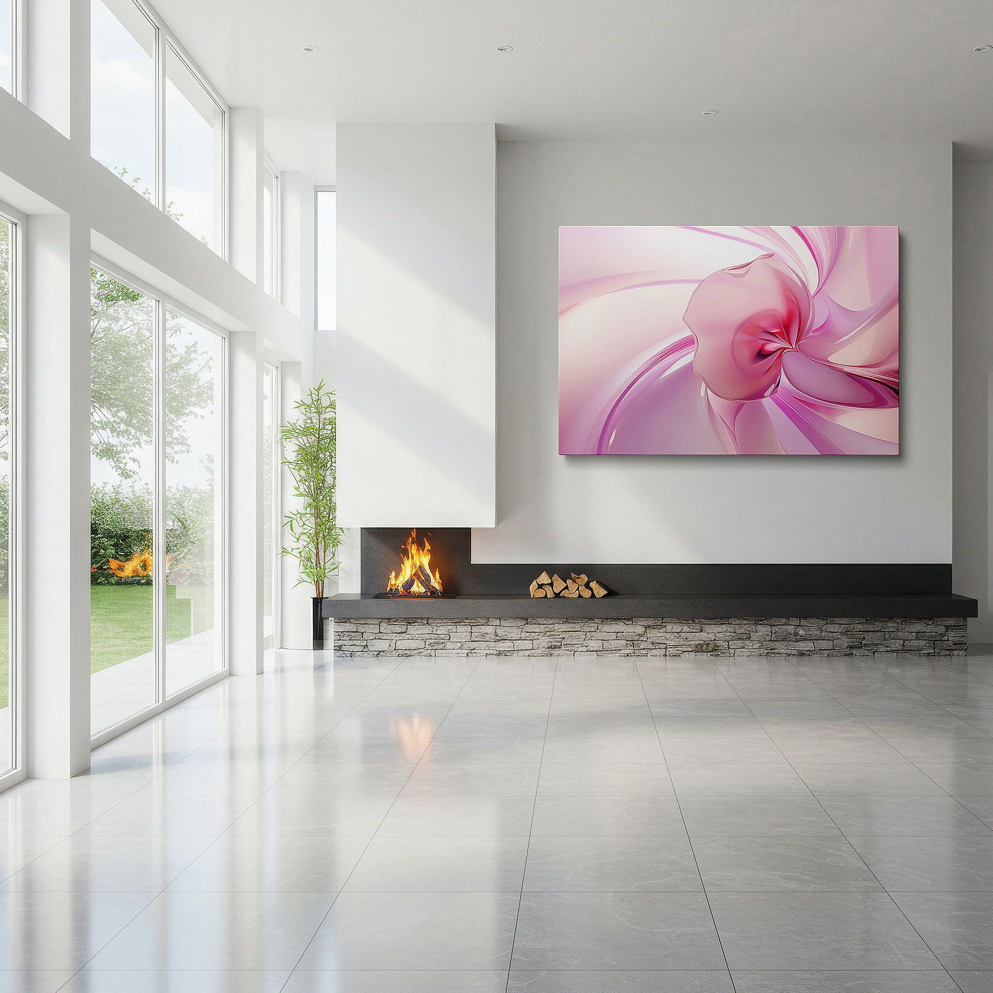 Installation made easy with a centered hook and clean wire mount — swirling pink petals in constant motion: a modern masterpiece of change and fleeting beauty - large wall art, canvas wall art, wall decor