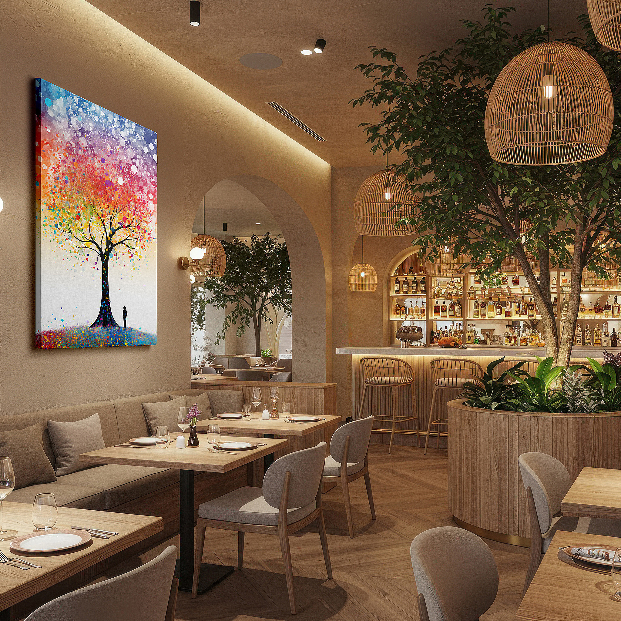 Installation made easy with a centered hook and clean wire mount — tree of life wall art: vibrant and symbolic representation of resilience and reflection, ideal for home and office decor, large canvas art