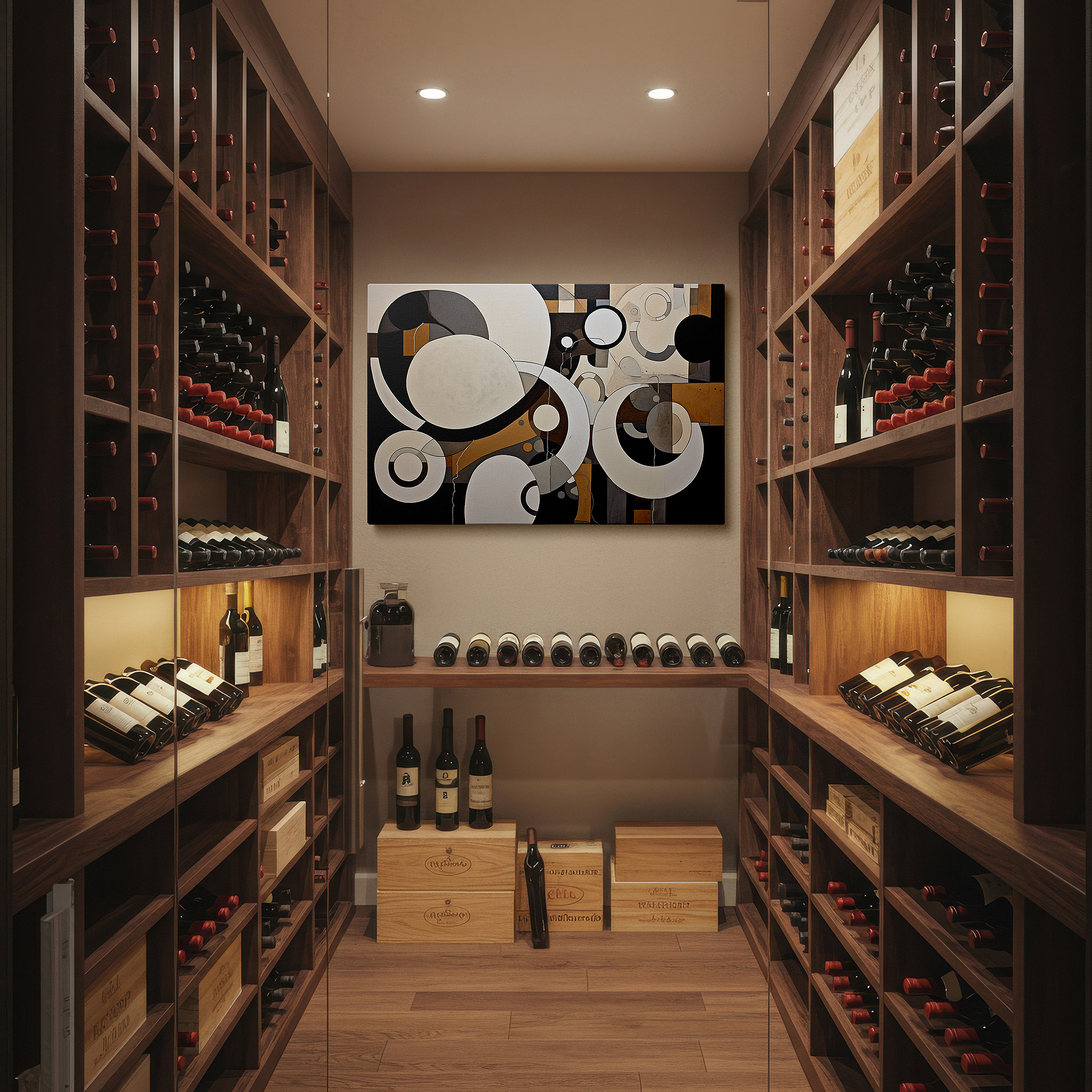 Mounted in a loft-style interior with exposed brick walls — abstract artistry and geometric precision combine in this enthralling large wall art for modern spaces, perfect as canvas wall art or office wall decor