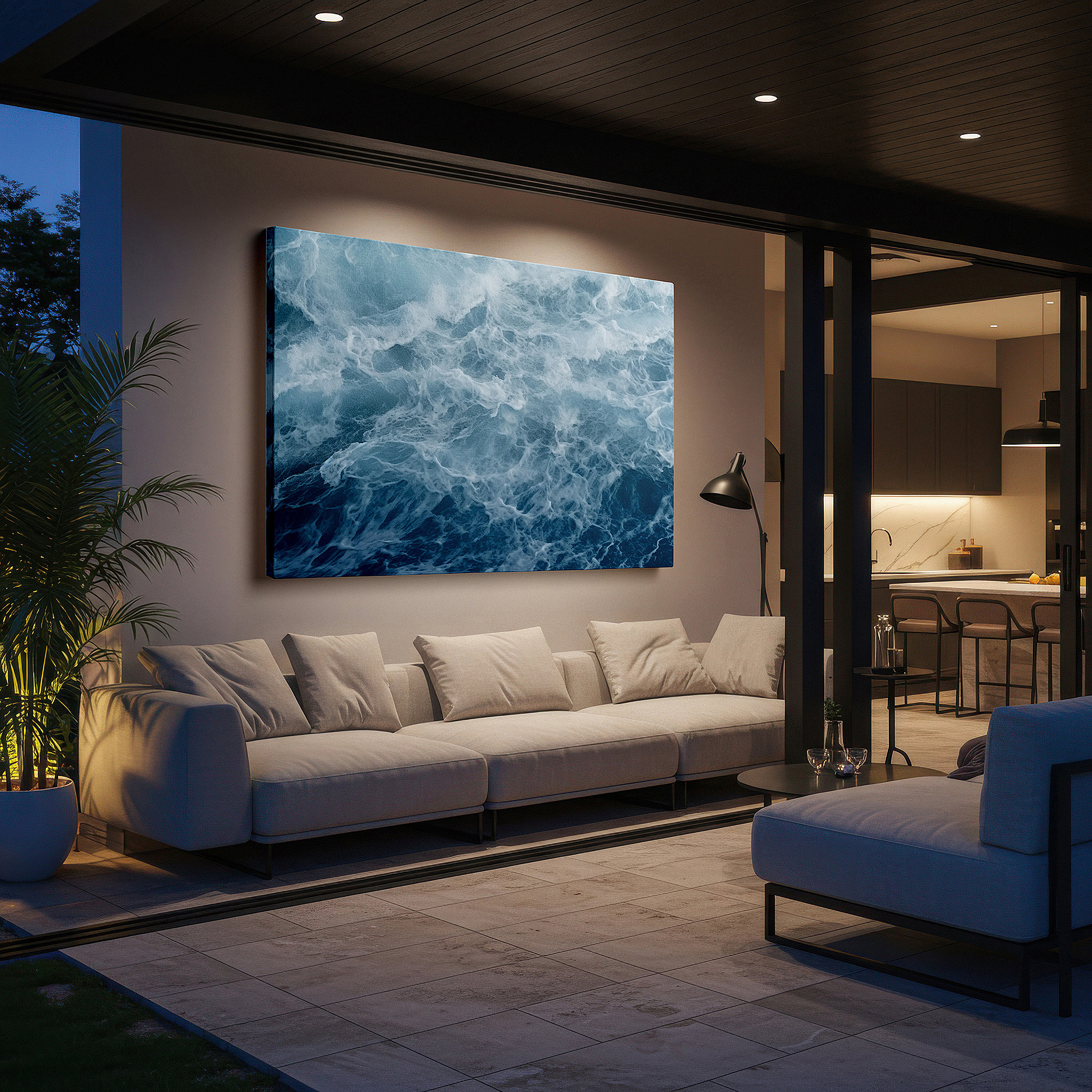 Perfectly sized at 45×30 cm for accenting shelves or narrow walls — crashing waves - a striking display of nature's force and calm in blue, large canvas wall art for home and office decor