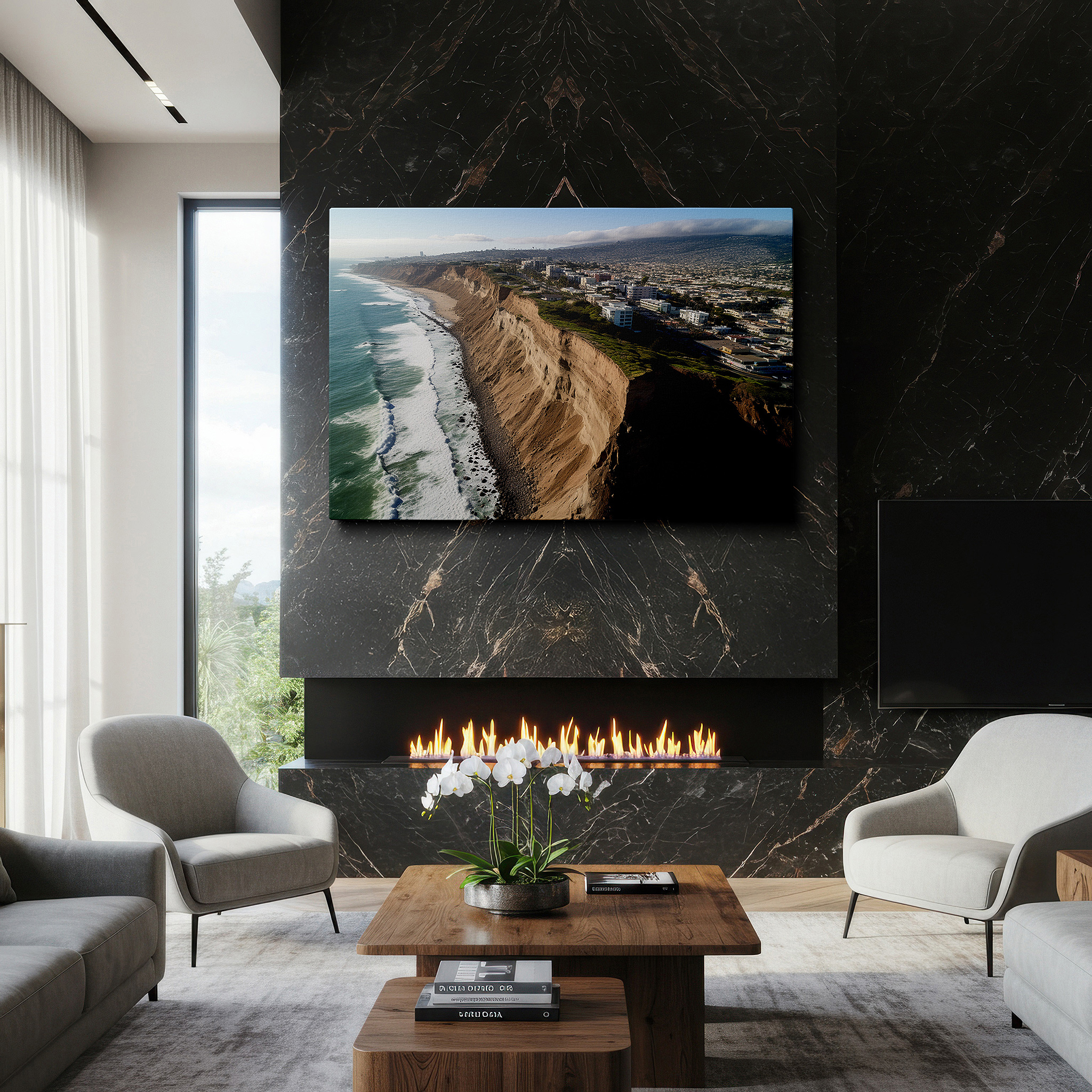 Perfectly sized at 45×30 cm for accenting shelves or narrow walls — dramatic coastal cliffs and peaceful seas - large wall art for coastal landscapes, canvas art, decorative wall art for offices and bedrooms