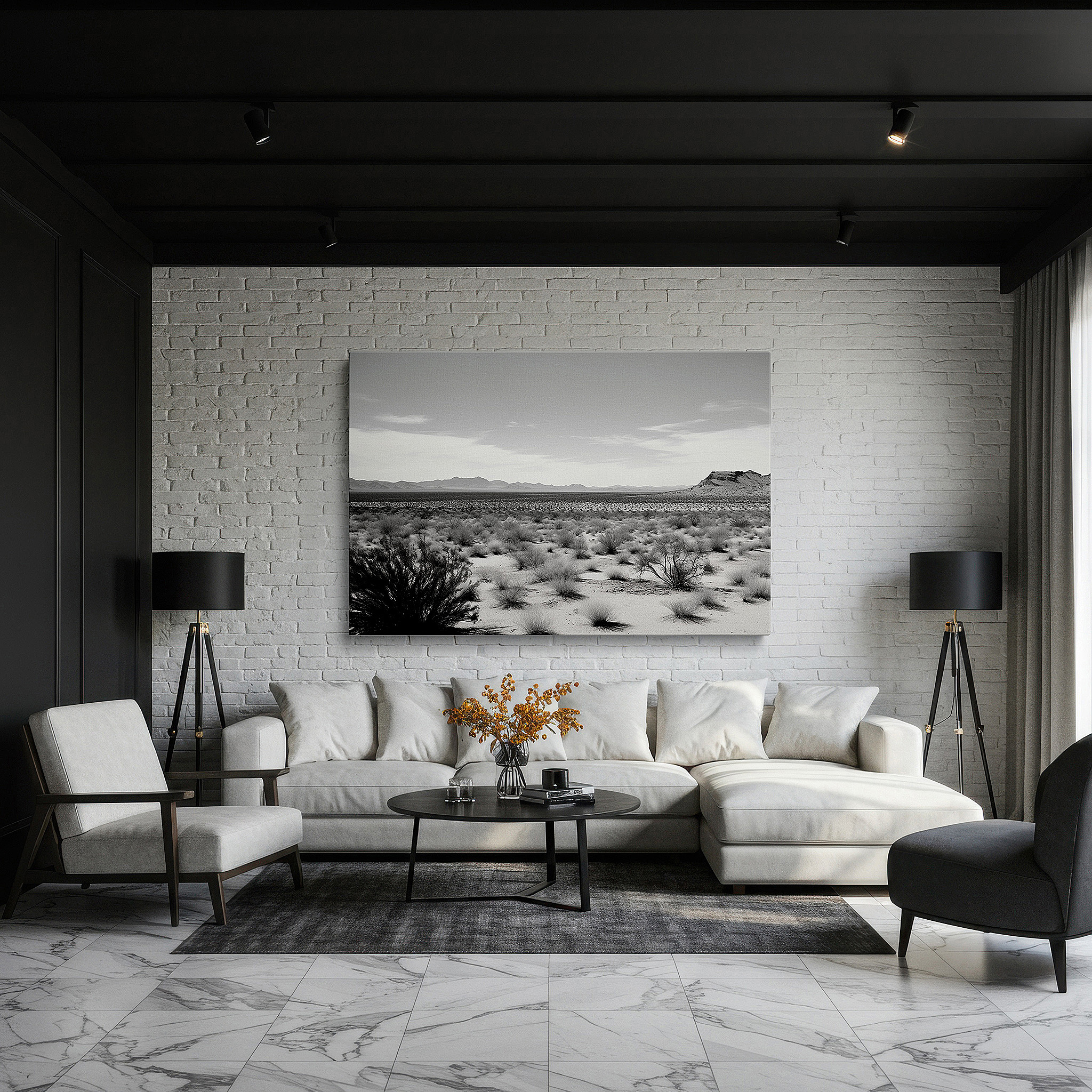 Perfectly sized at 45×30 cm for accenting shelves or narrow walls — monochrome serene desert dunes, tranquil nature scene with dynamic light and shadow, large wall art, canvas wall art, wall decor