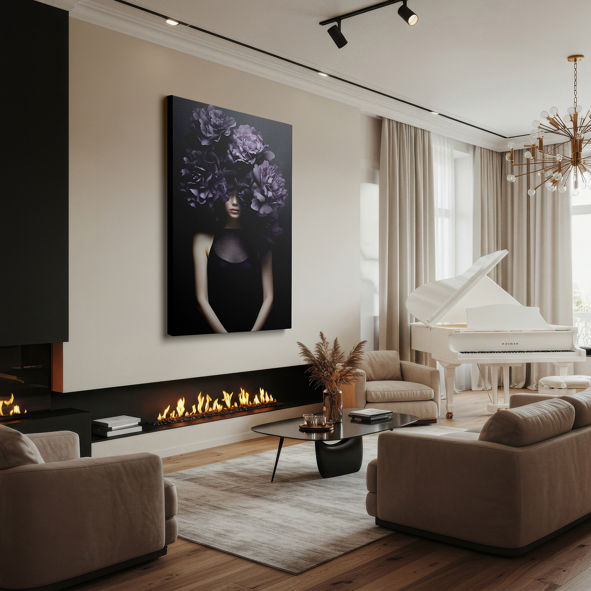 Perfectly sized at 45×30 cm for accenting shelves or narrow walls — mysterious charm of nature in chiaroscuro: large wall art for offices, bedrooms, and living rooms
