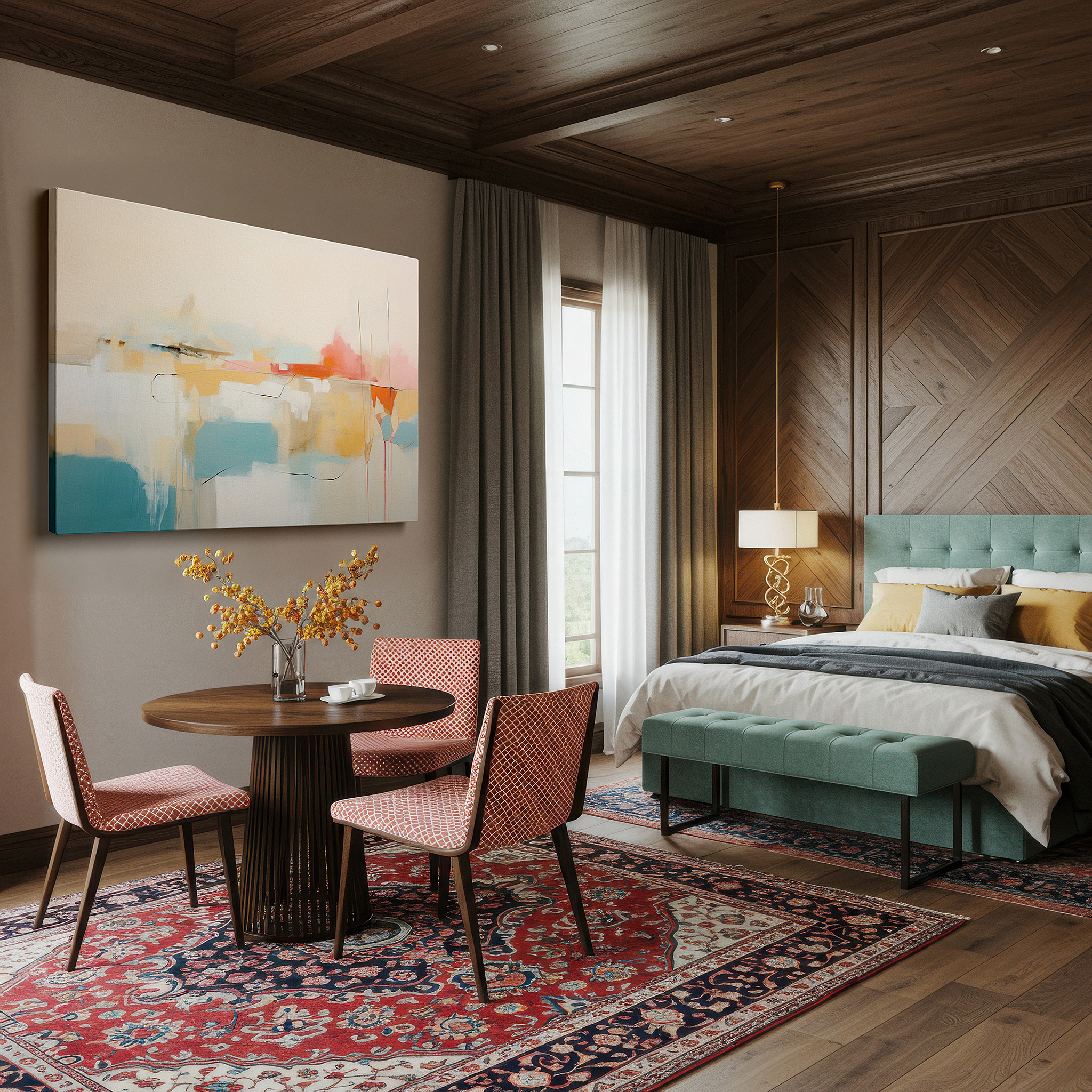 Perfectly sized at 45×30 cm for accenting shelves or narrow walls — pastel symphony: serene large wall art for tranquil spaces - perfect for office and bedroom decor