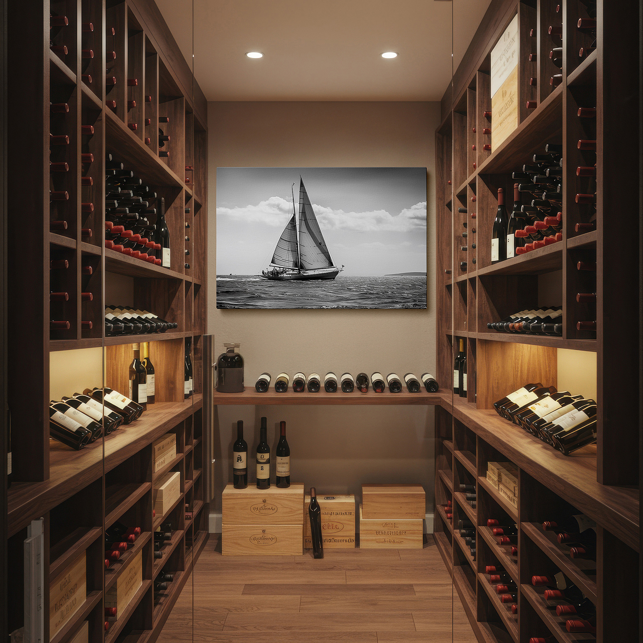 Perfectly sized at 45×30 cm for accenting shelves or narrow walls — sailing into solitude - a monochrome voyage of tranquility and reflection: large wall art, canvas wall art, wall decor for office and bedroom