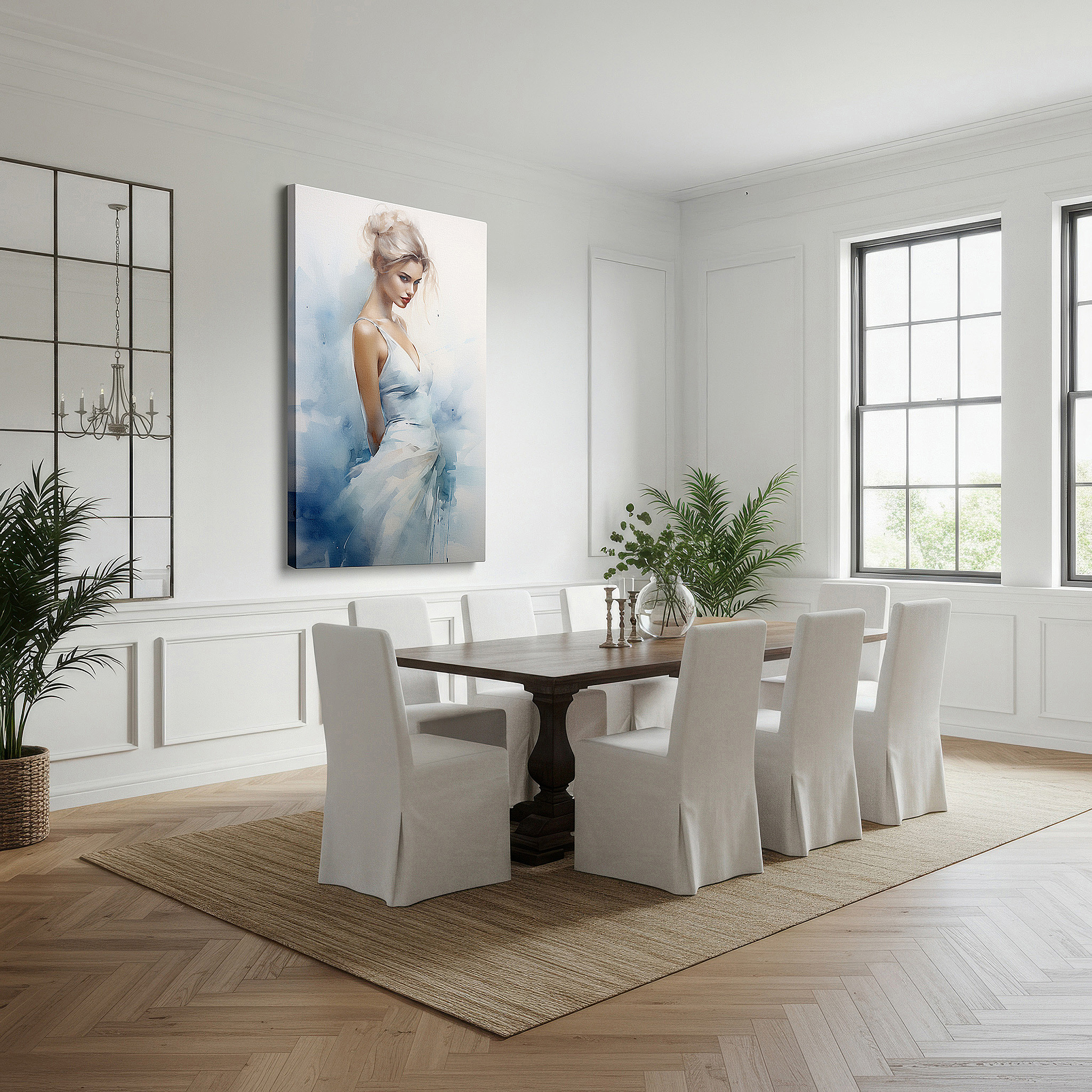 Perfectly sized at 45×30 cm for accenting shelves or narrow walls — serene white beauty: tranquil and romantic large wall art for office, bedroom, and living room decor