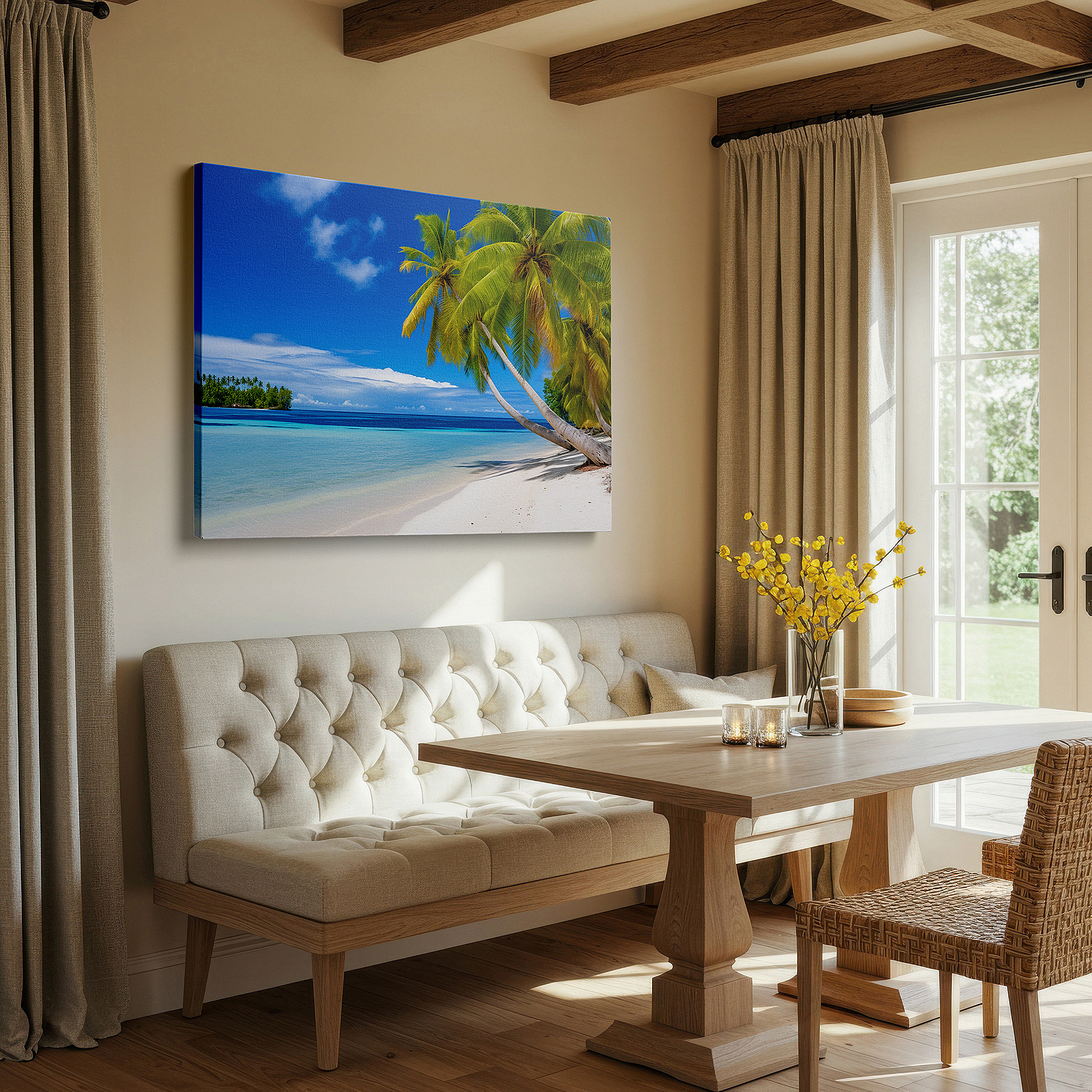 Perfectly sized at 45×30 cm for accenting shelves or narrow walls — tropical paradise beach scene: a peaceful retreat for home and office - large canvas wall art for living spaces, offices, and bedrooms