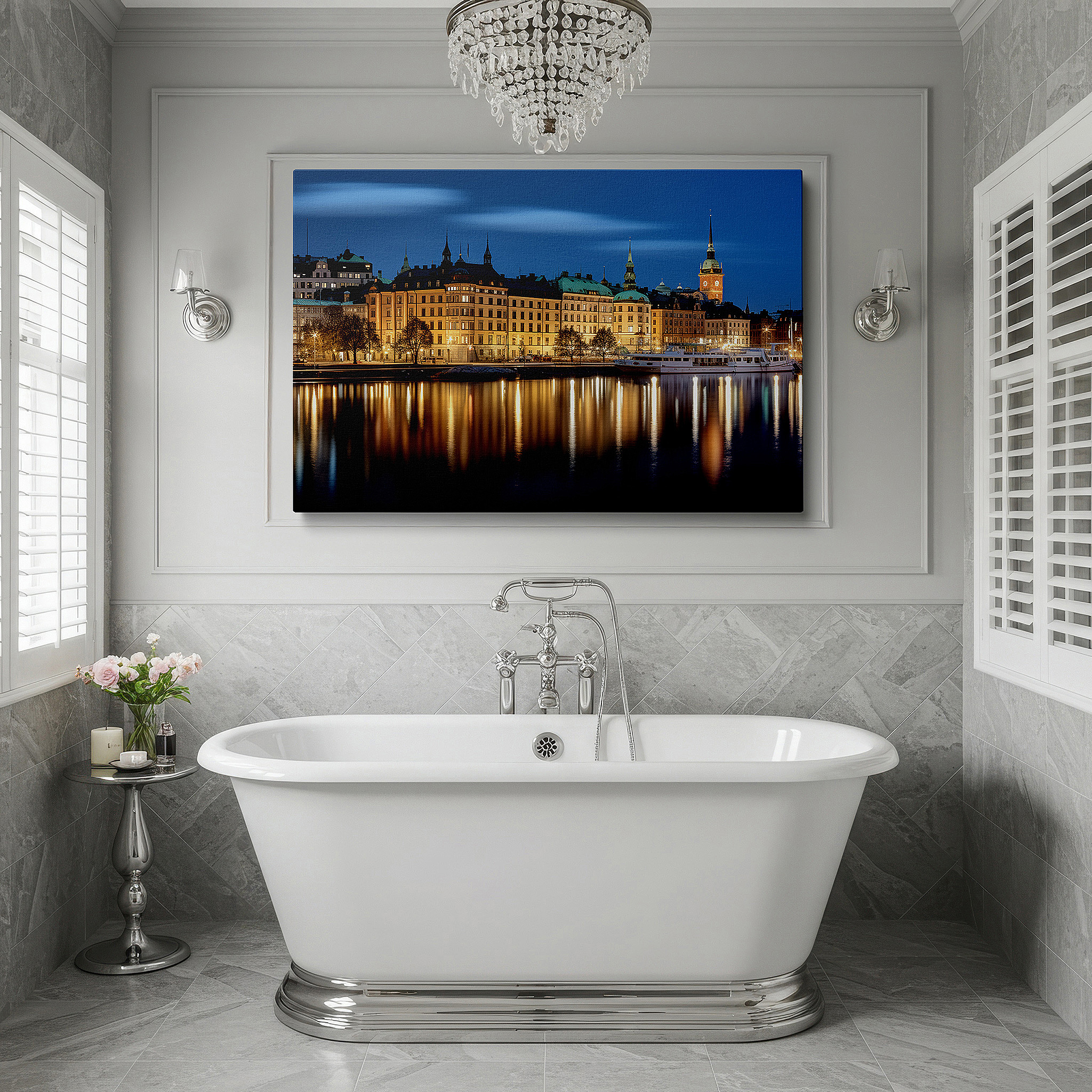 Perfectly sized at 45×30 cm for accenting shelves or narrow walls — wall art: captivating stockholm at night - a dynamic fusion of timeless elegance and contemporary vitality, large canvas wall art, wall decor for office