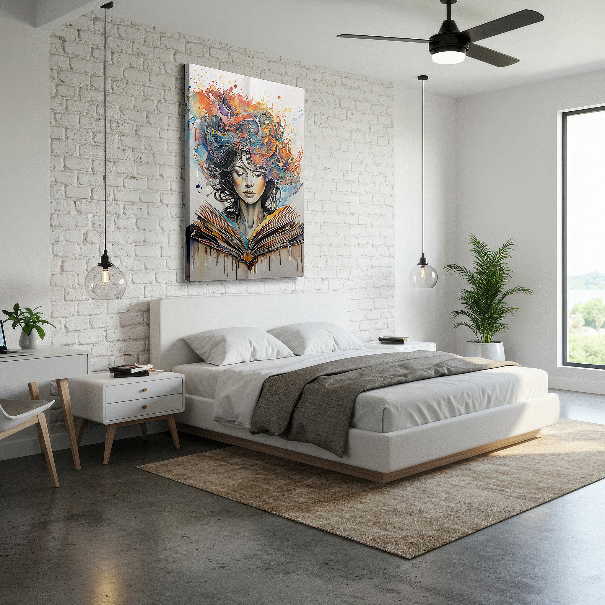 Perfectly sized at 45×30 cm for accenting shelves or narrow walls — wall art: a fusion of creativity and intellect, featuring bright colors and symbolic designs - large wall art, canvas wall art, wall art decor, office wall art.