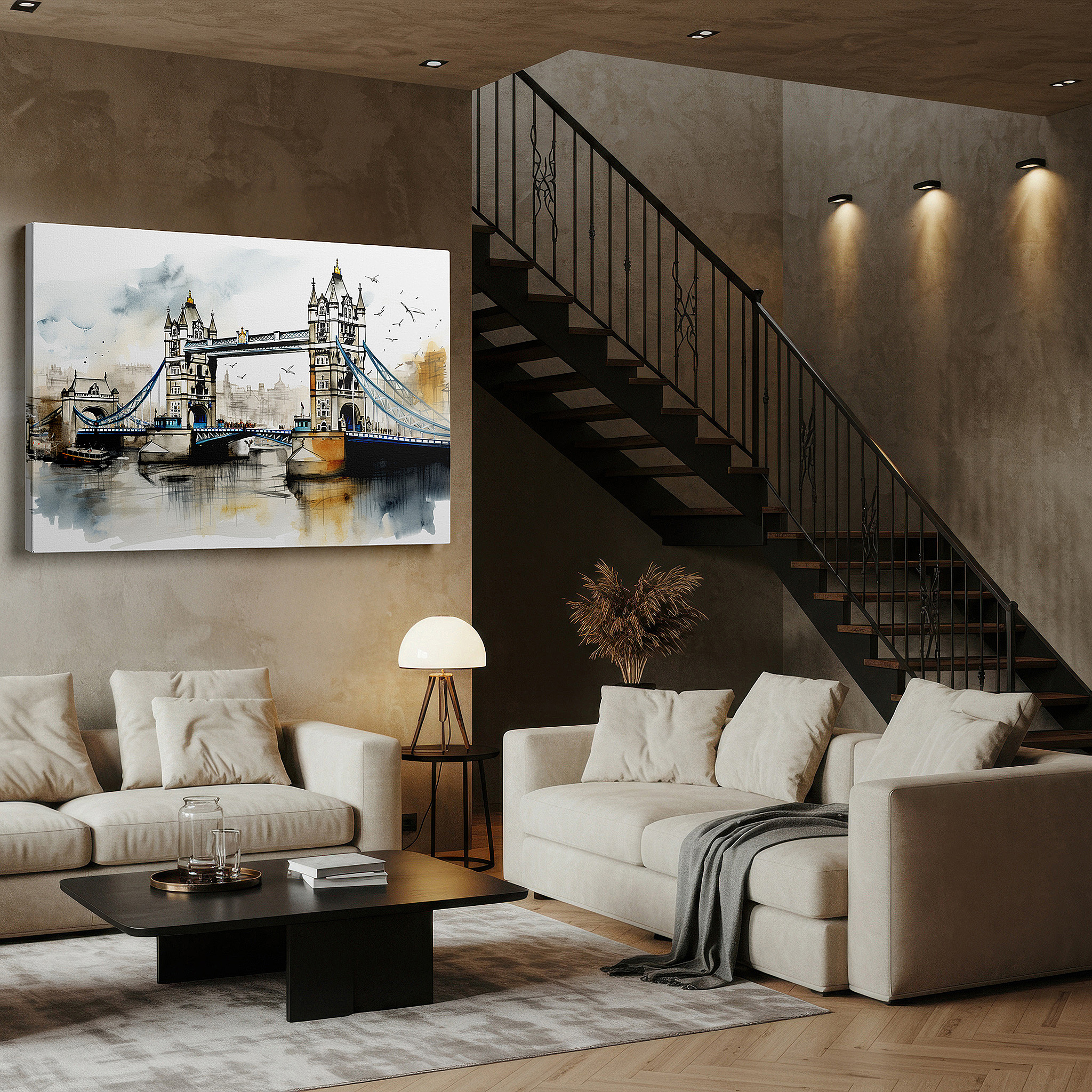 Positioned above a console table between ceramic vases — tower bridge wall art for office: a victorian gothic masterpiece and a tribute to london's history - large canvas wall art decor