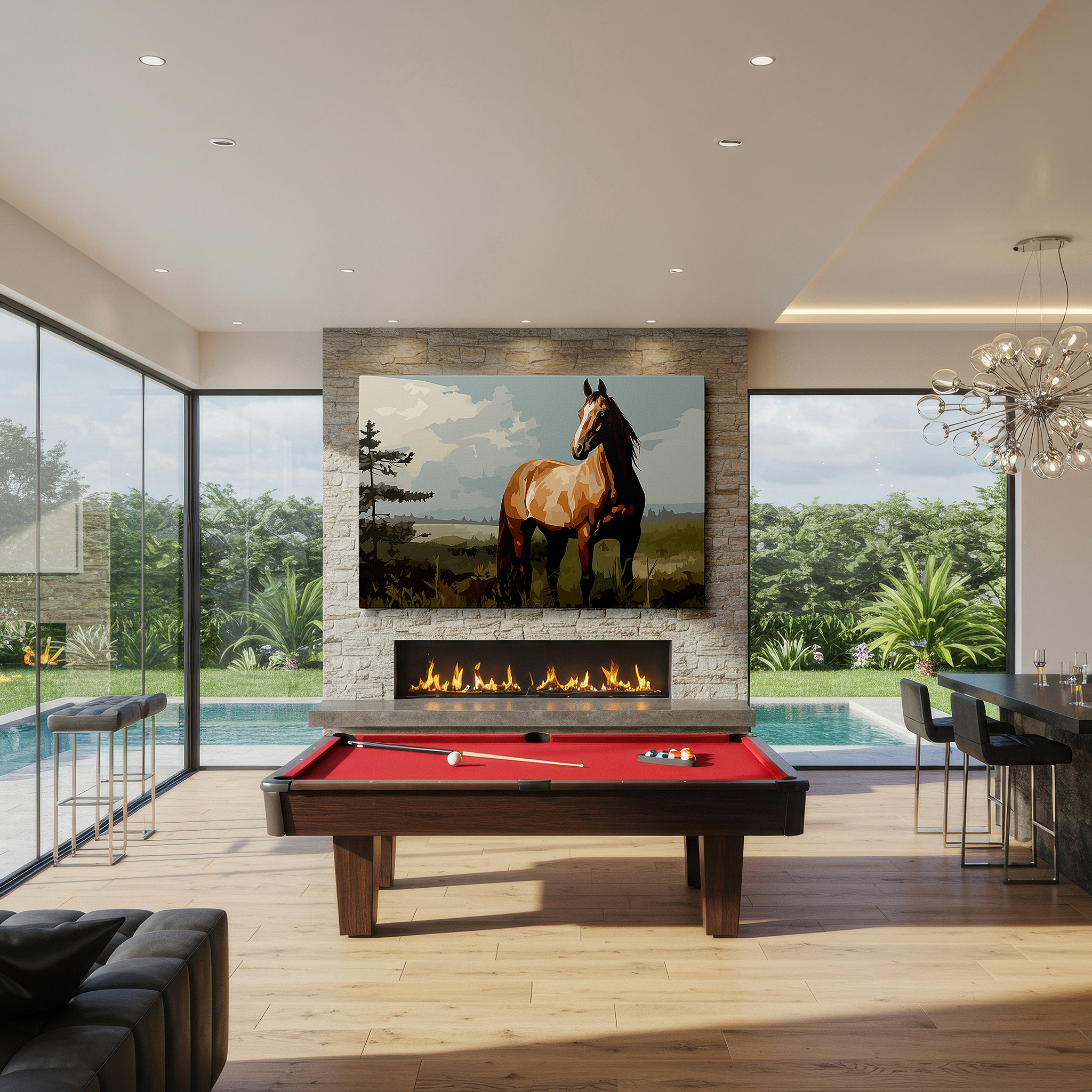 Side profile highlights a tightly wrapped canvas over a 3 cm deep stretcher — elegant horse in natural beauty, equine elegance and peaceful scenery large wall art, canvas wall art, wall decor, office wall art
