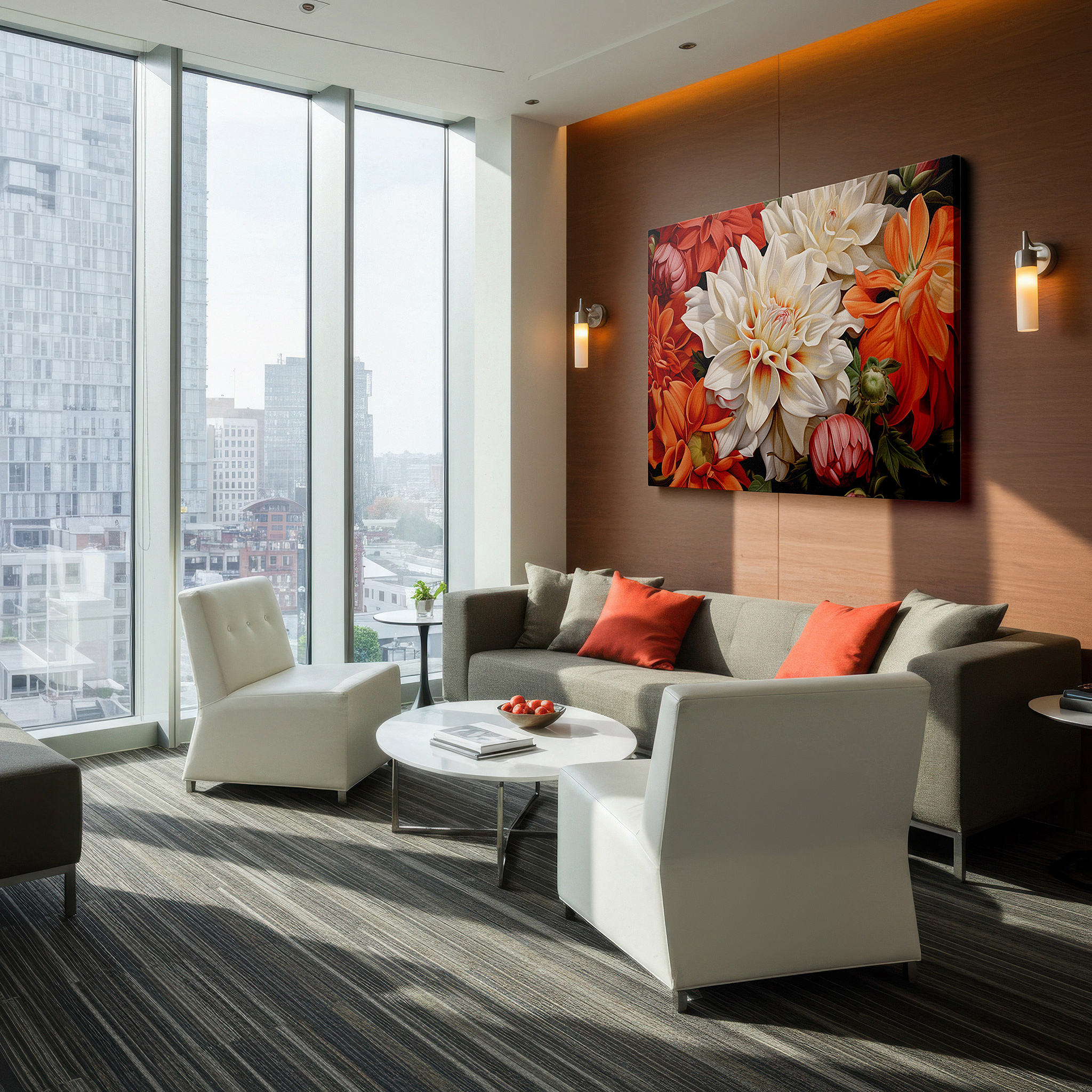 Side profile highlights a tightly wrapped canvas over a 3 cm deep stretcher — vibrant celebration of nature: floral mastery in large canvas wall art for home and office decor