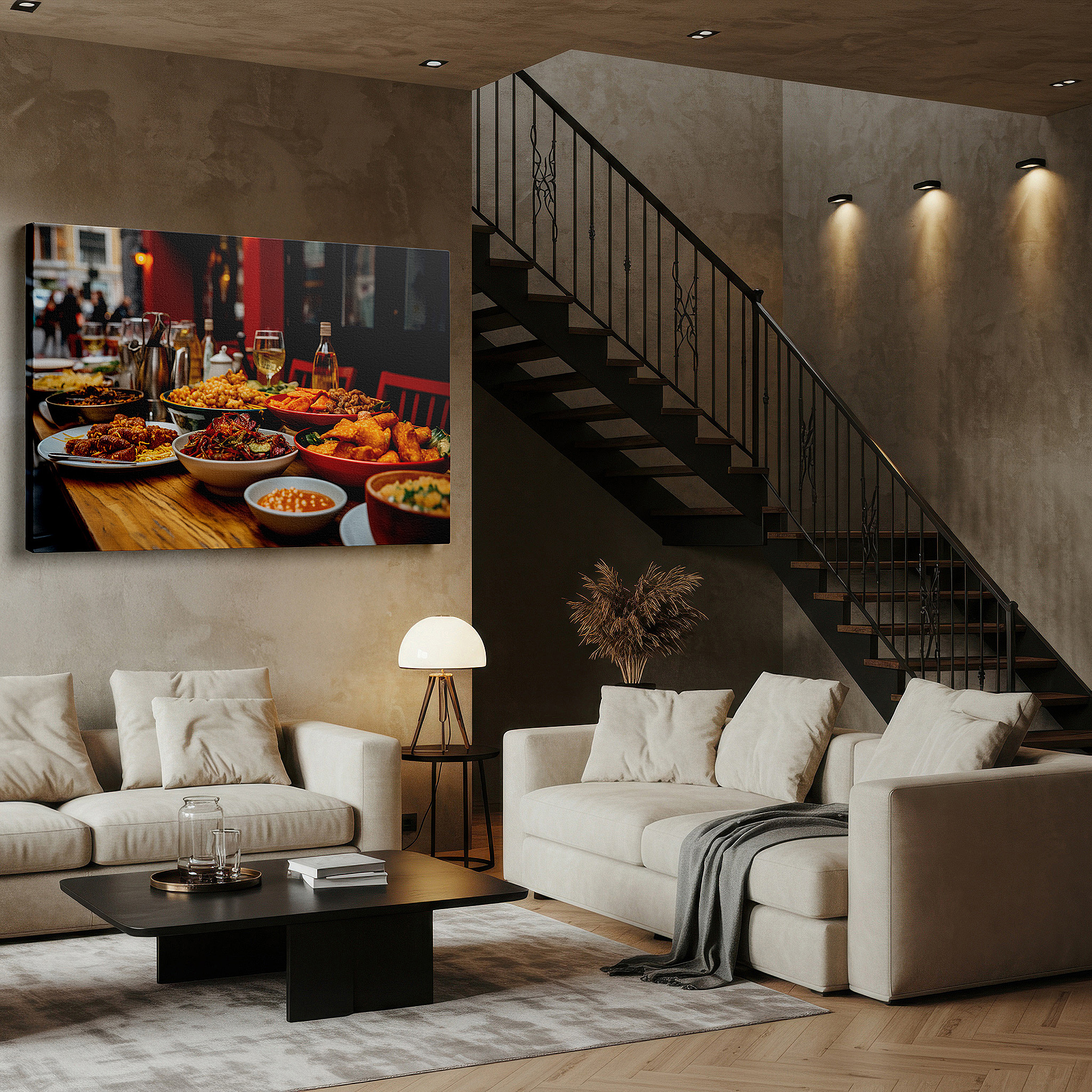 At 60×40 cm, this format fits effortlessly over dressers or benches — a celebration of chinese cuisine: dynamic and engaging dining atmosphere with large wall art, canvas pieces, and decor for offices and bedrooms