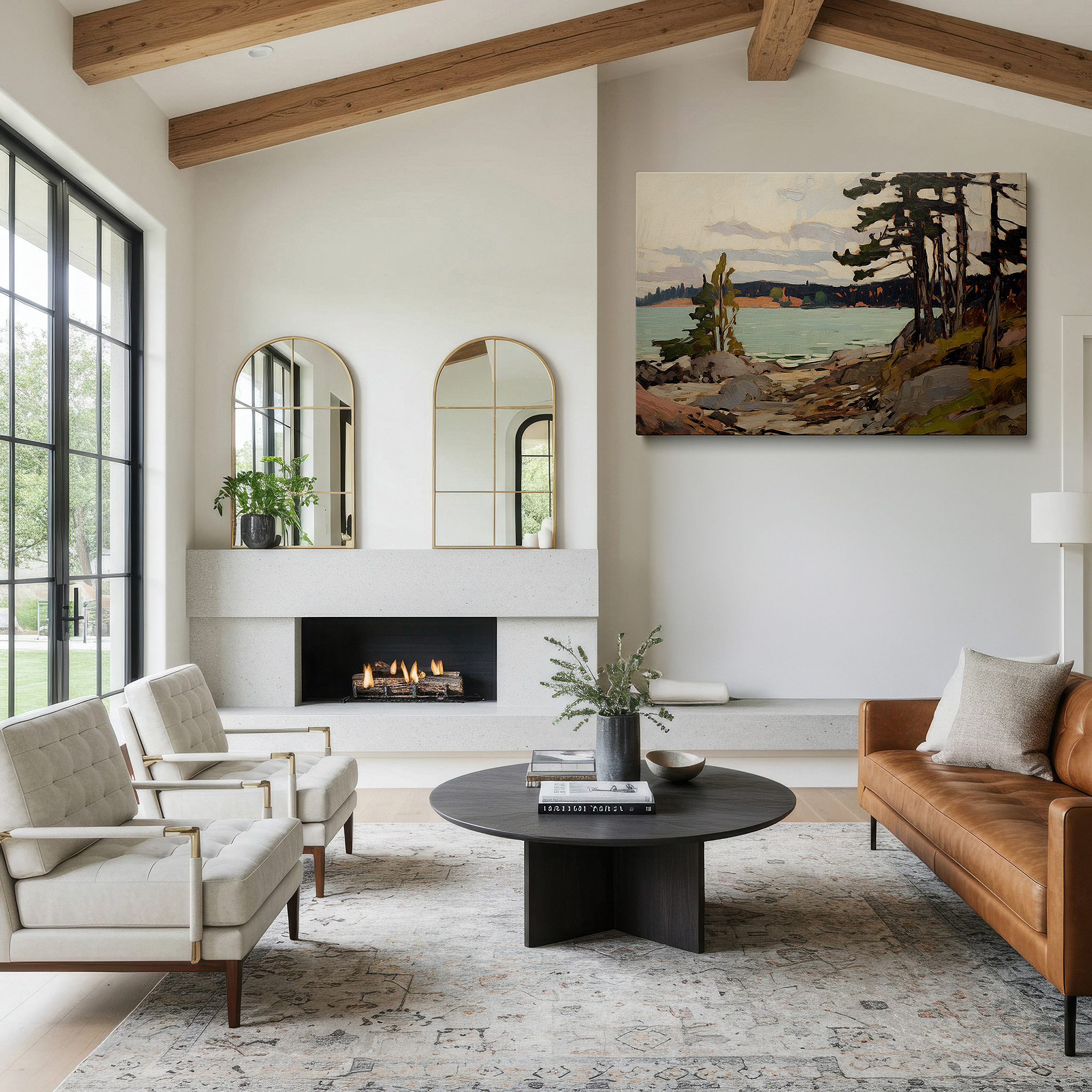 At 60×40 cm, this format fits effortlessly over dressers or benches — serene lakeside reflections in soft dawn hues, tranquil masterpiece for peaceful contemplation - large wall art, canvas wall art, wall decor