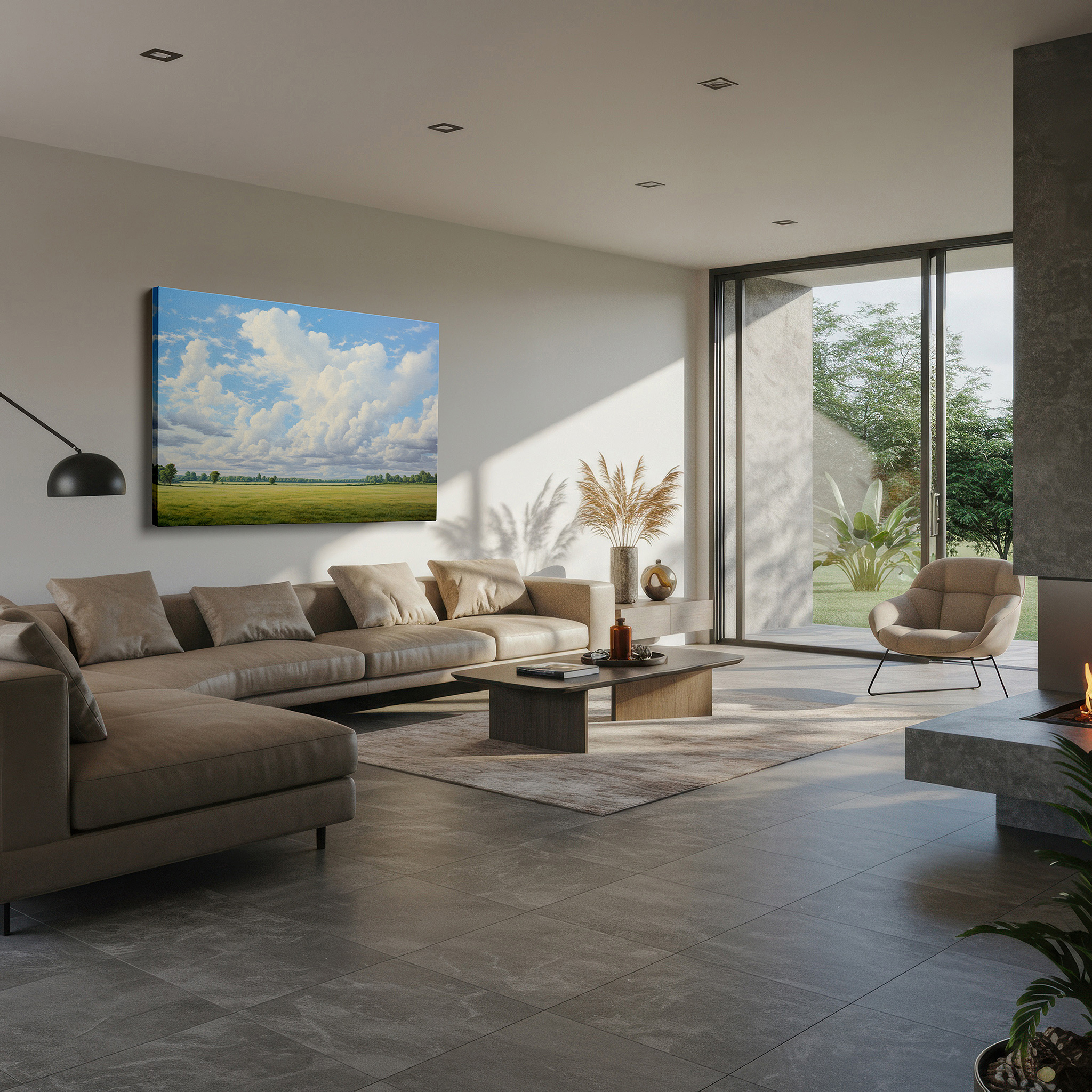 At 60×40 cm, this format fits effortlessly over dressers or benches — serene riverbank reflections: tranquil nature escape large wall art for office, bedroom, and living room decor