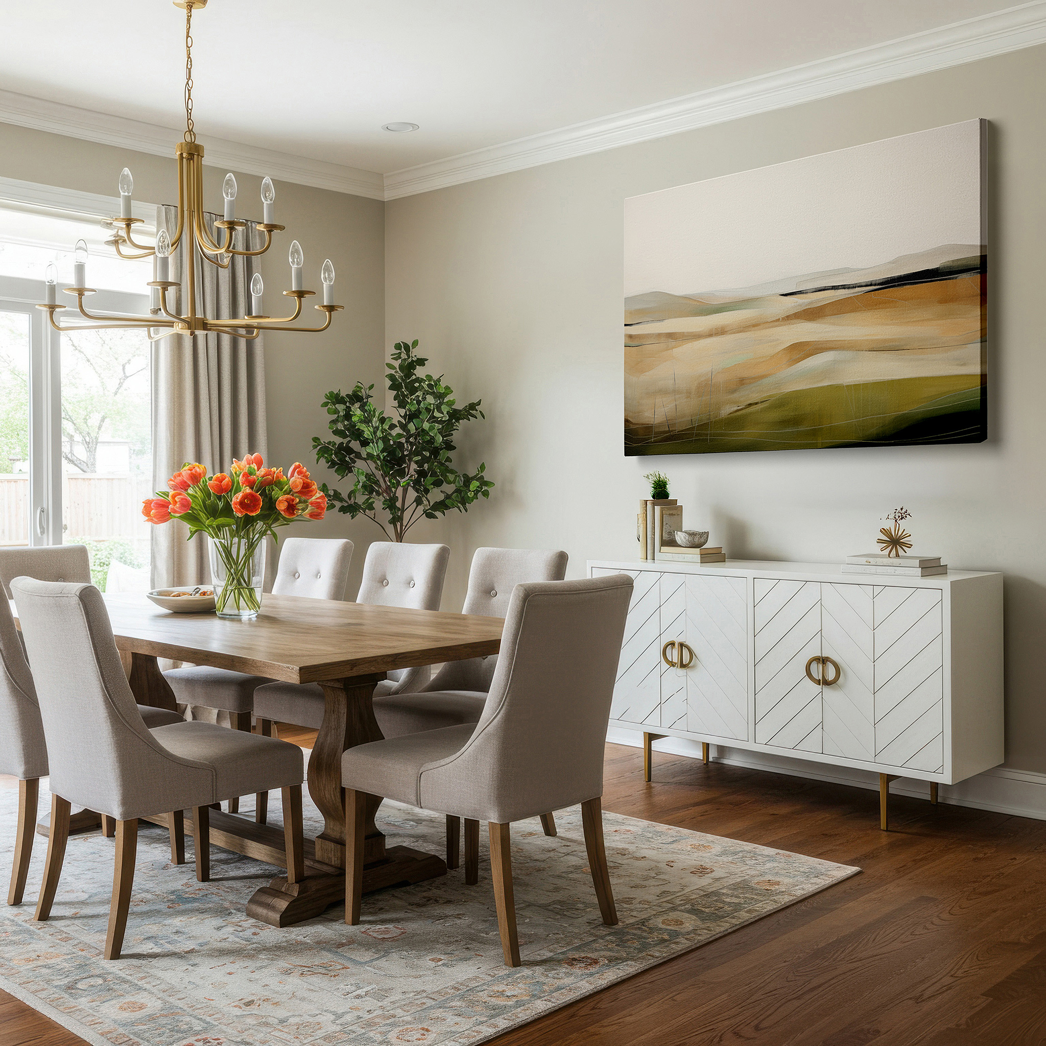 At 60×40 cm, this format fits effortlessly over dressers or benches — soft hues and gentle curves: a portal to tranquility - large wall art for bedrooms, living rooms, and offices