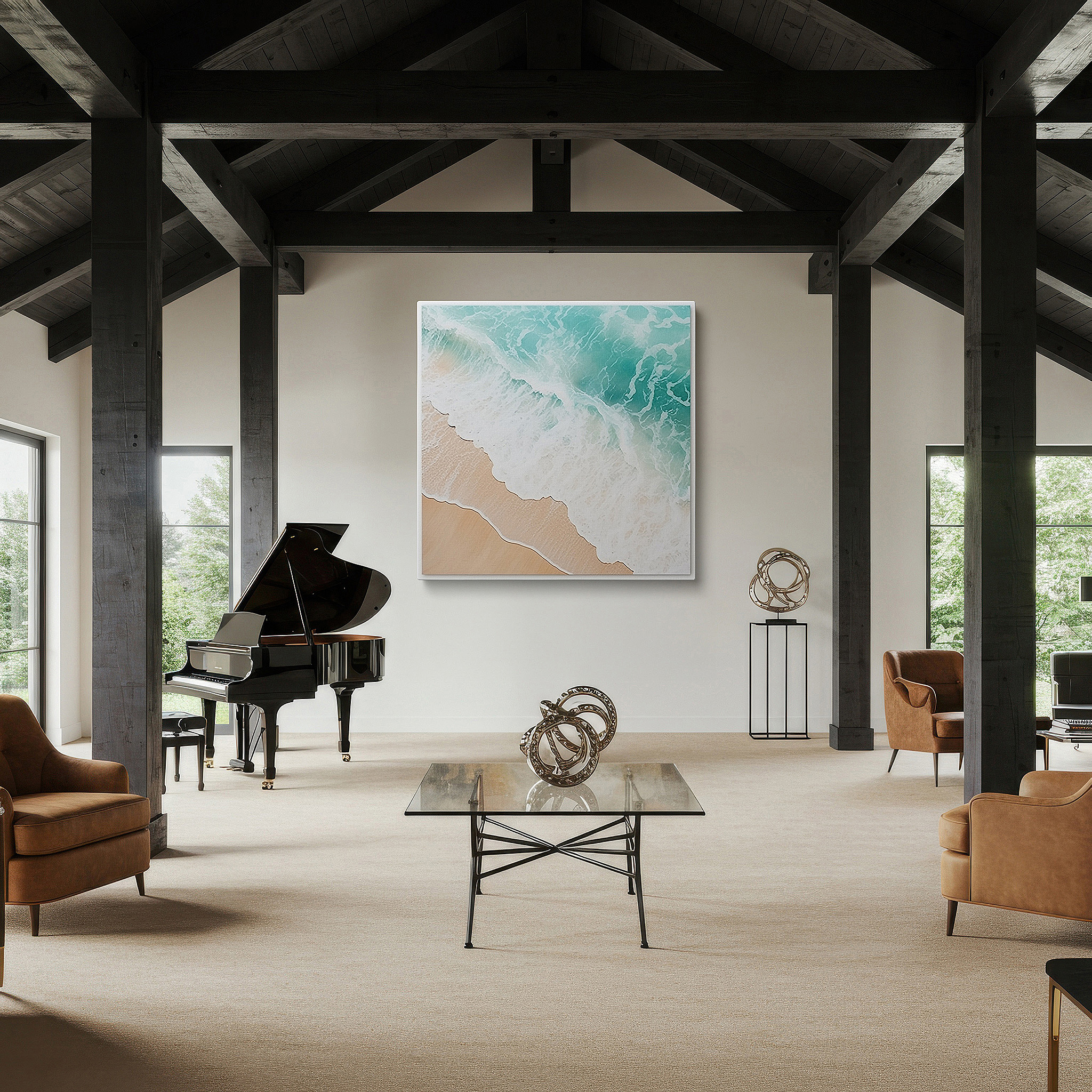 At 60×40 cm, this format fits effortlessly over dressers or benches — tranquil tropical haven wall art featuring turquoise waters and golden sands - large canvas for office, bedroom, and living room decor