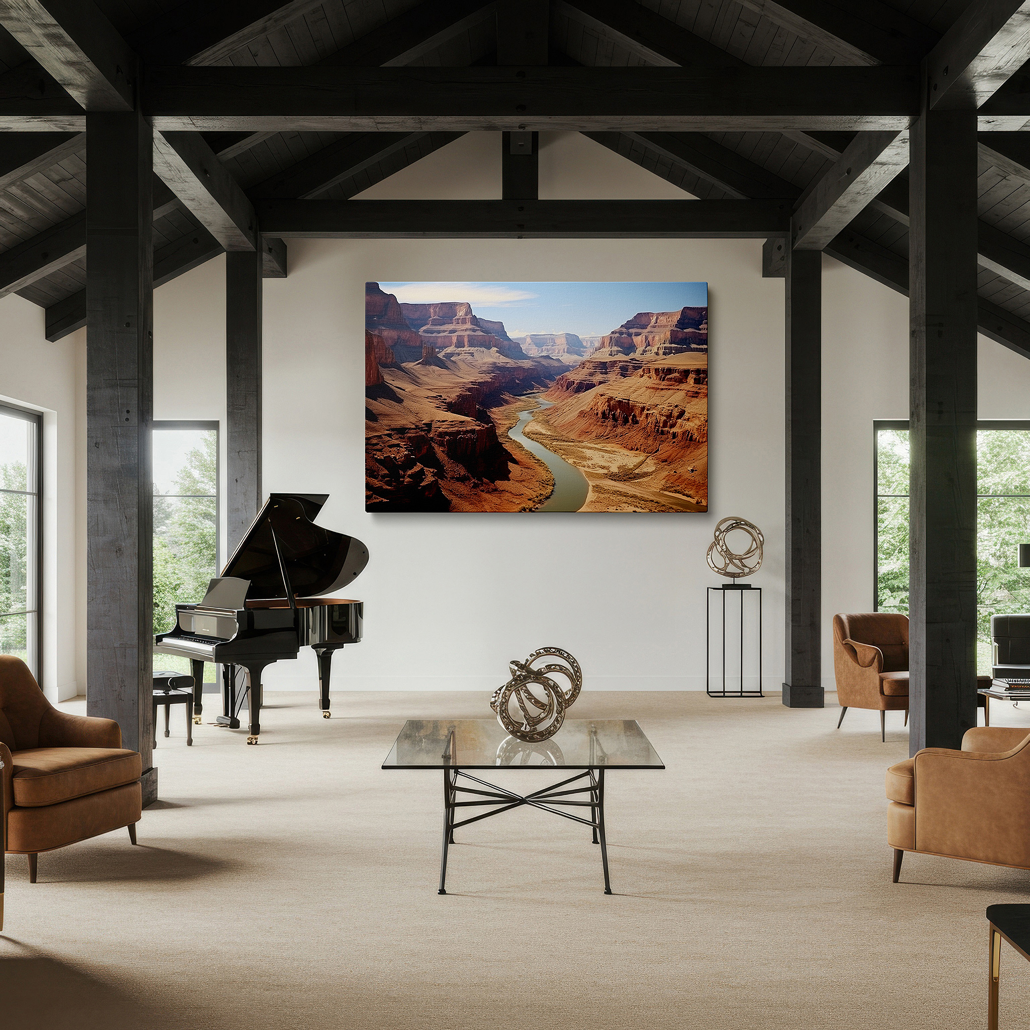 The 75×50 cm version anchors medium rooms without dominating them — grand canyon wall art for interiors: a vivid journey through time and nature. explore large canvas art, decorative wall pieces for offices and bedrooms.