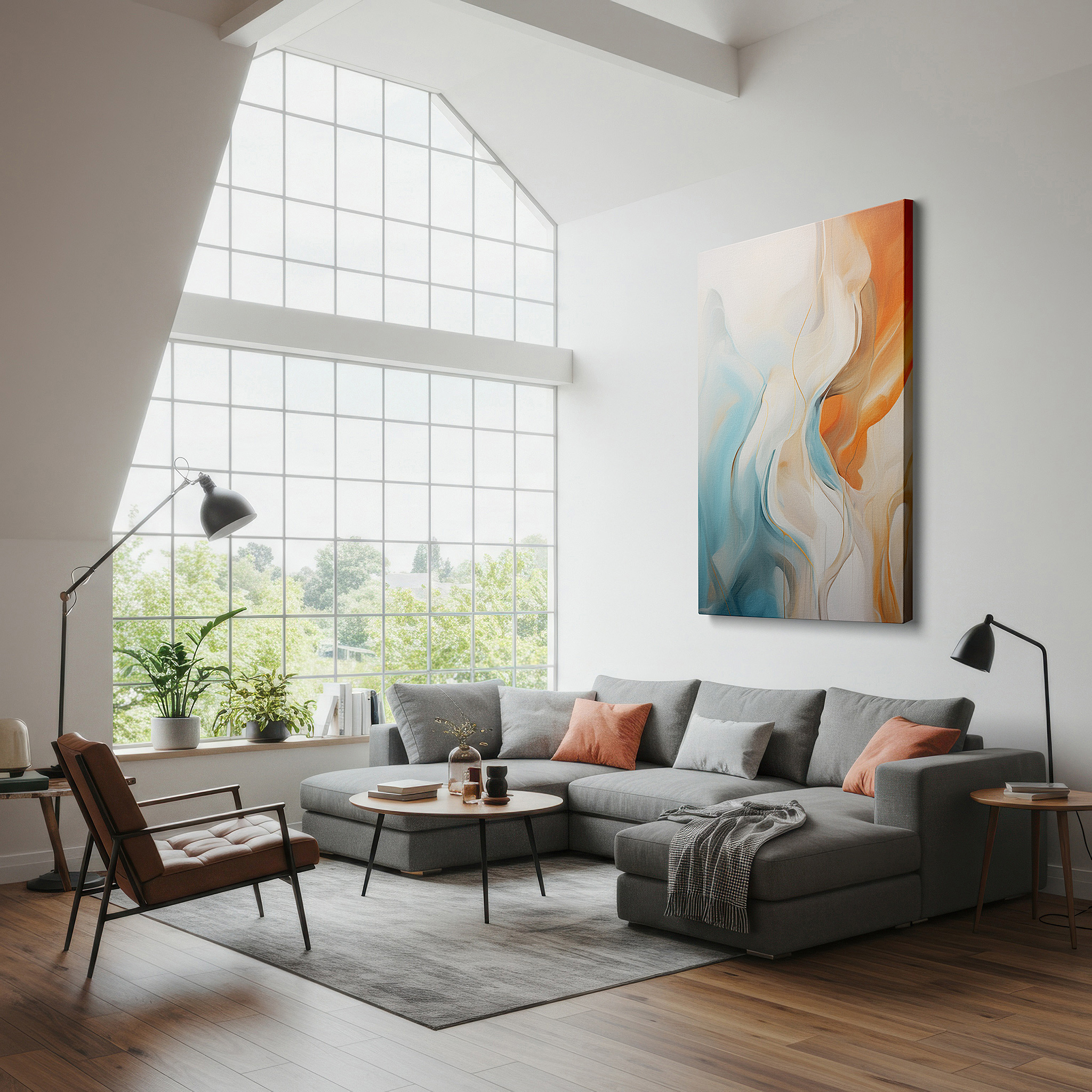 The 75×50 cm version anchors medium rooms without dominating them — a haven of serenity and contemplation with soft hues and elegant forms: oversized wall art, canvas wall art, wall decor, office wall art, bedroom wall art