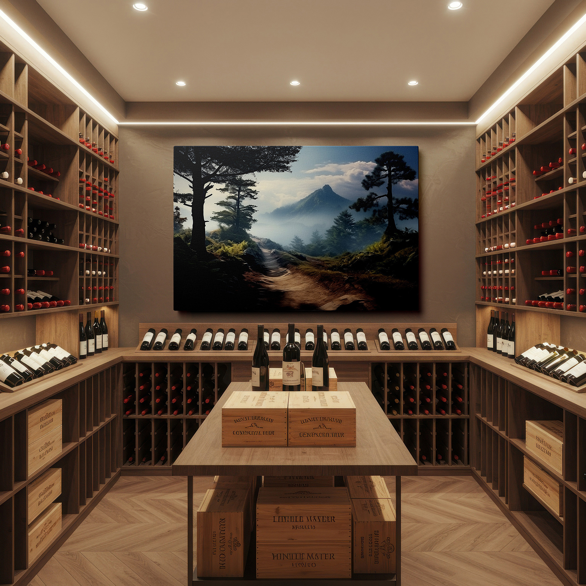 The 75×50 cm version anchors medium rooms without dominating them — tranquil mountain trail offers peace and exploration amidst natural beauty large wall art, canvas wall art, wall decor, office wall art