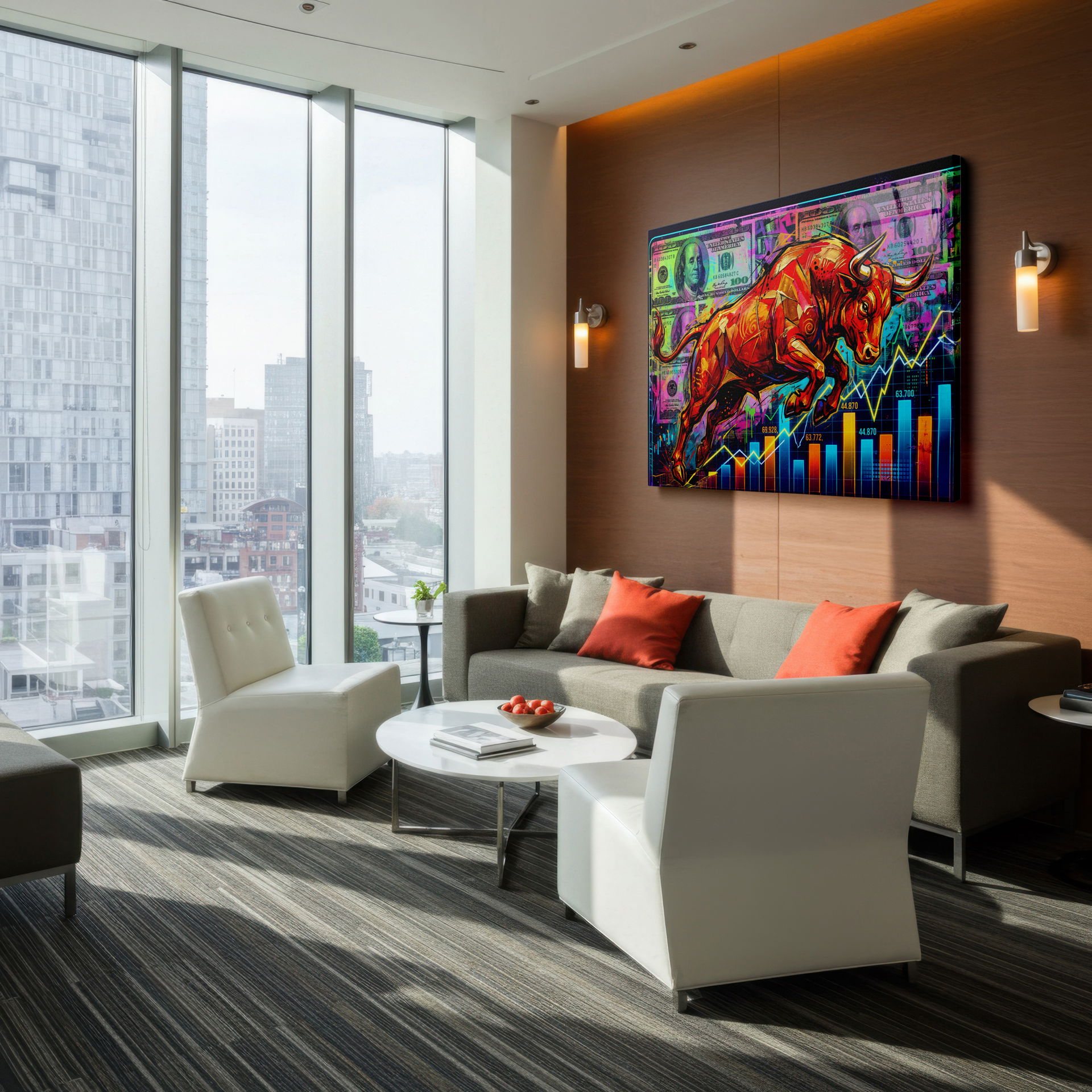 Vibrant financial themed canvas wall art showcasing investment and growth as modern wall decor