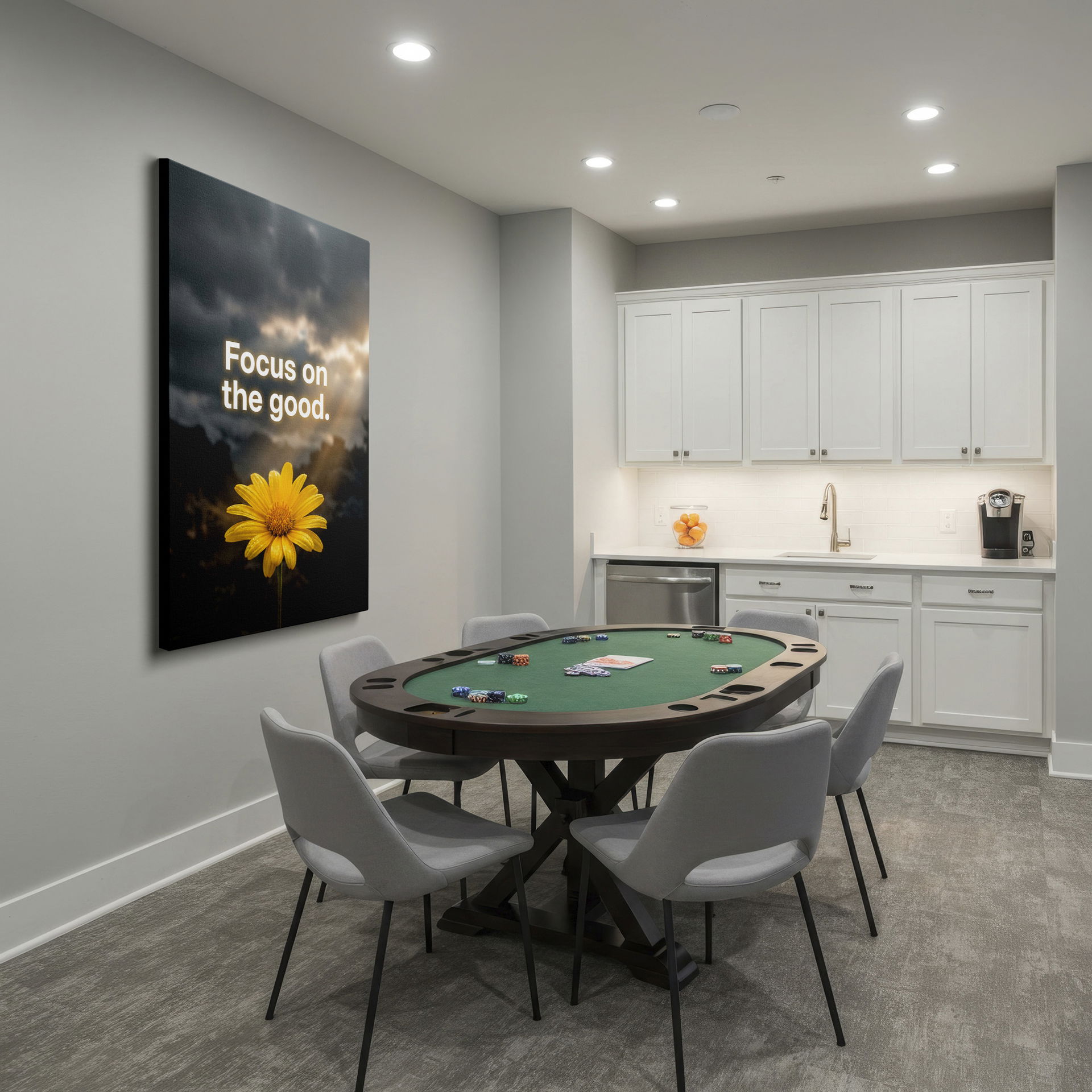 Wrapped Canvas art with a vibrant flower and motivational saying for a positive touch.