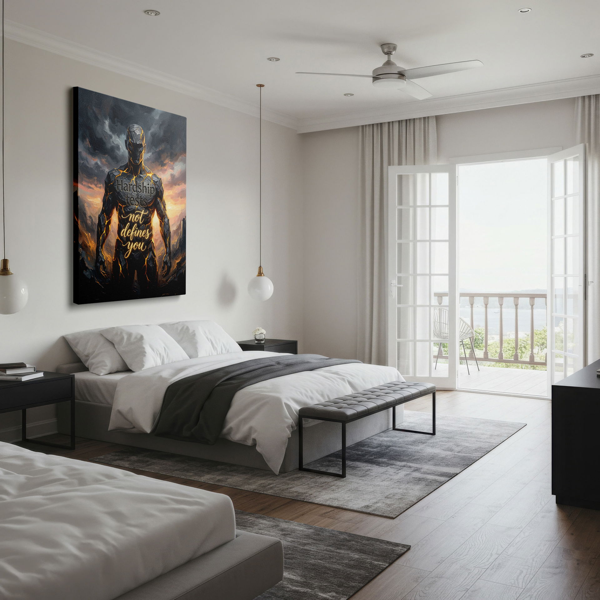 Elevate your decor with stone figure wall art. Its inspiring inscription enhances any room.