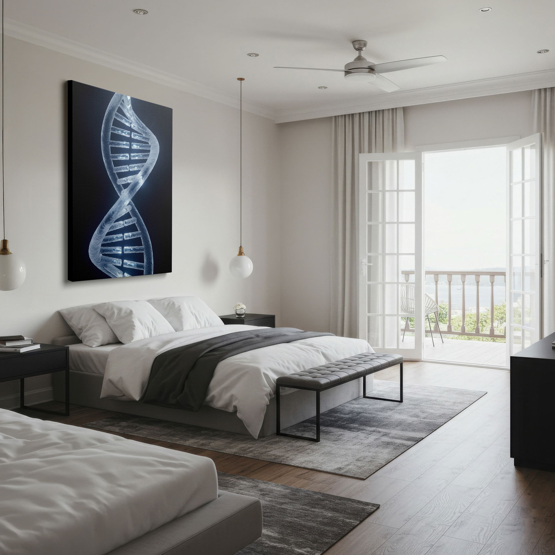 Elegant, translucent DNA structure artfully depicted, providing a sophisticated touch to your wall decor.