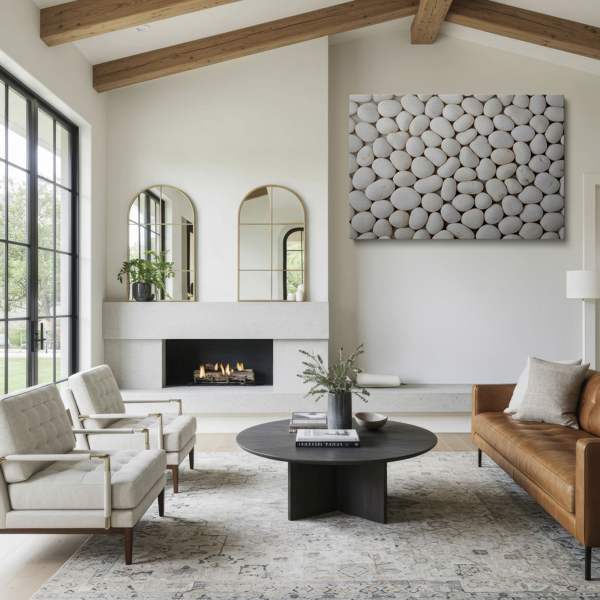 Wrapped Canvas featuring smooth white pebbles, ideal for adding a serene touch to any room.