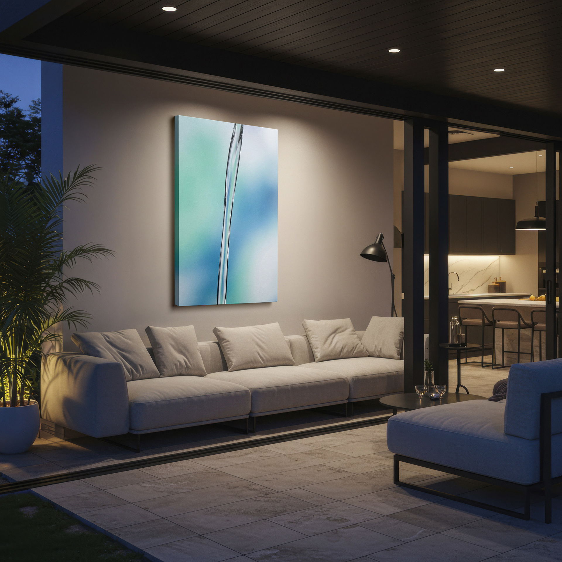 Tranquil wall art depicting a stream of pure water on a muted background, perfect for adding elegance to wall decor.