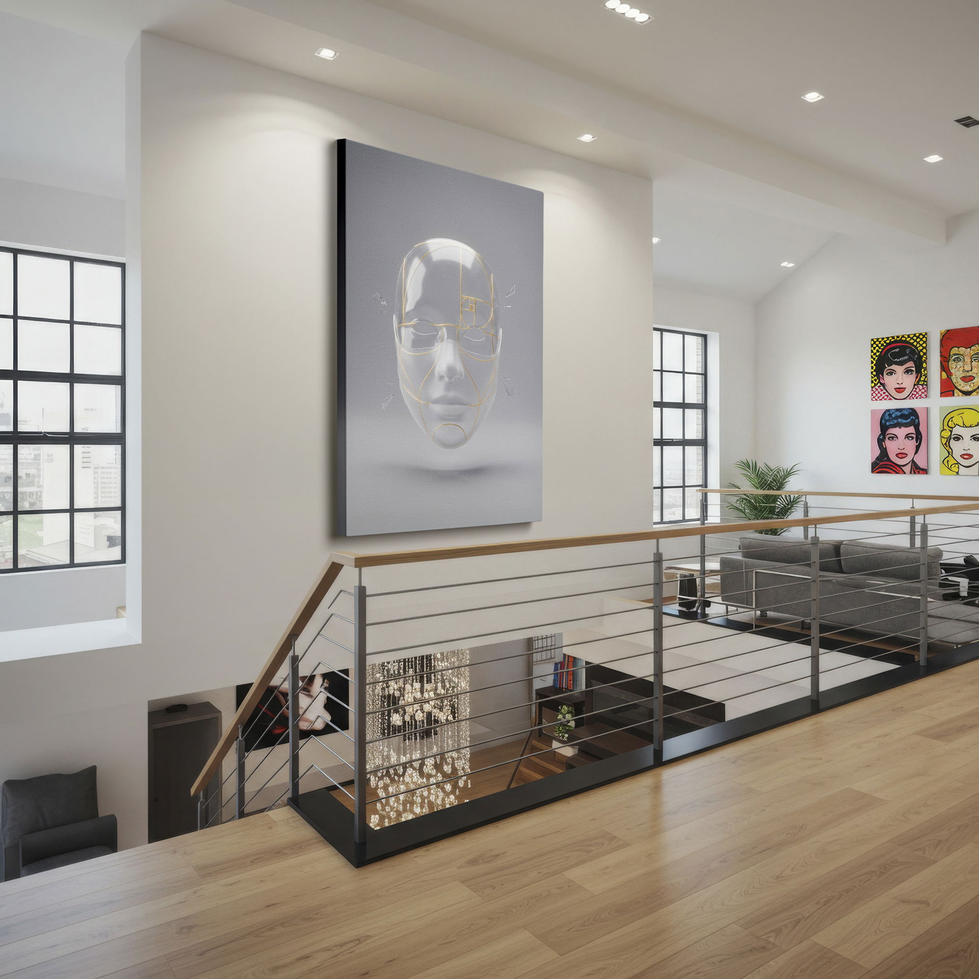 Wrapped Canvas art: Golden ratio design on a clear mask, creating a sophisticated, modern look.