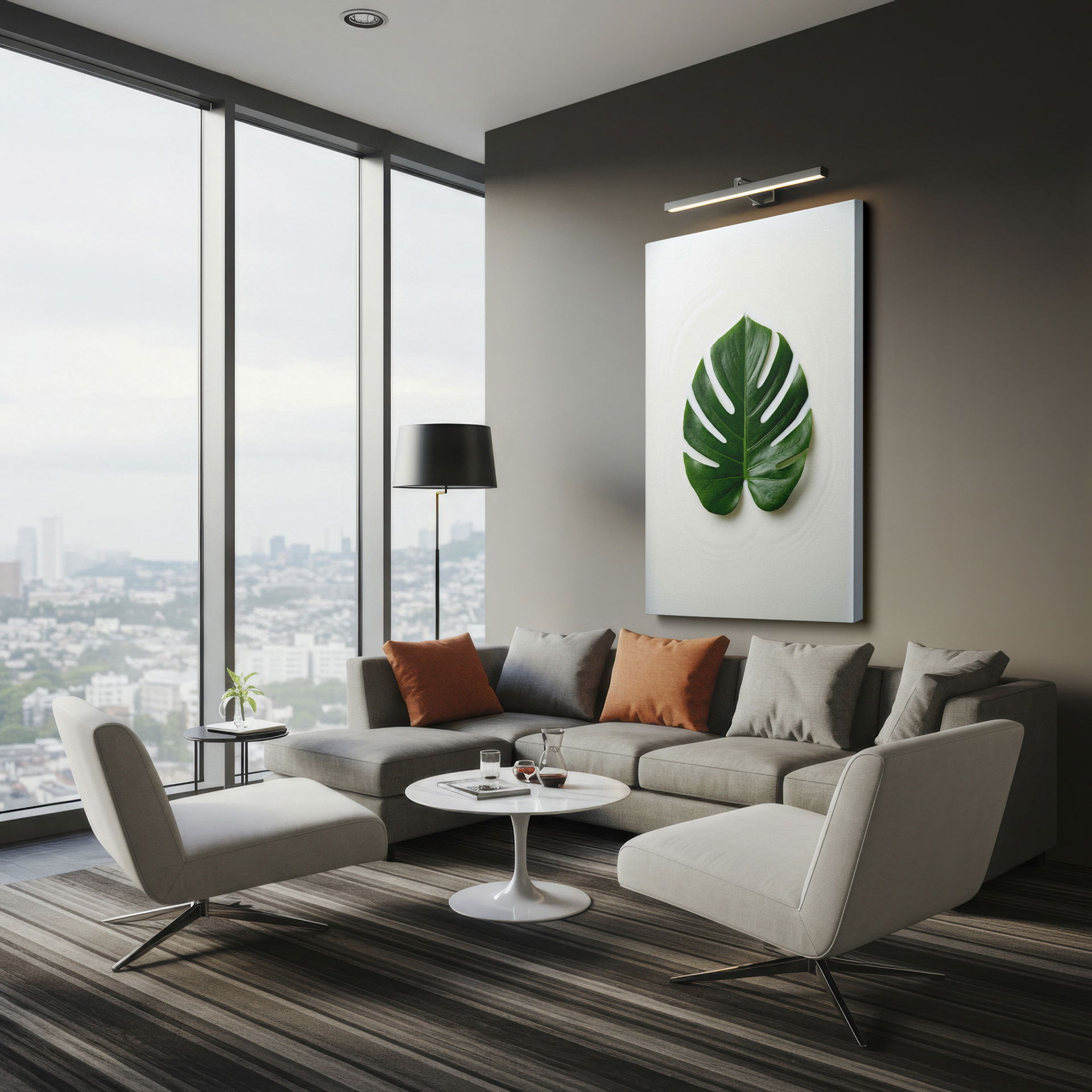 A single Monstera leaf on white background available as Wrapped Canvas.